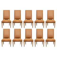 Set Of 10 Donghia DiLorenzo Leather Dining Chairs By John Hutton