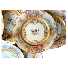 Set of 10 Dresden Ambrosius Lamm Dessert Salad Plates Hand Painted Vintage