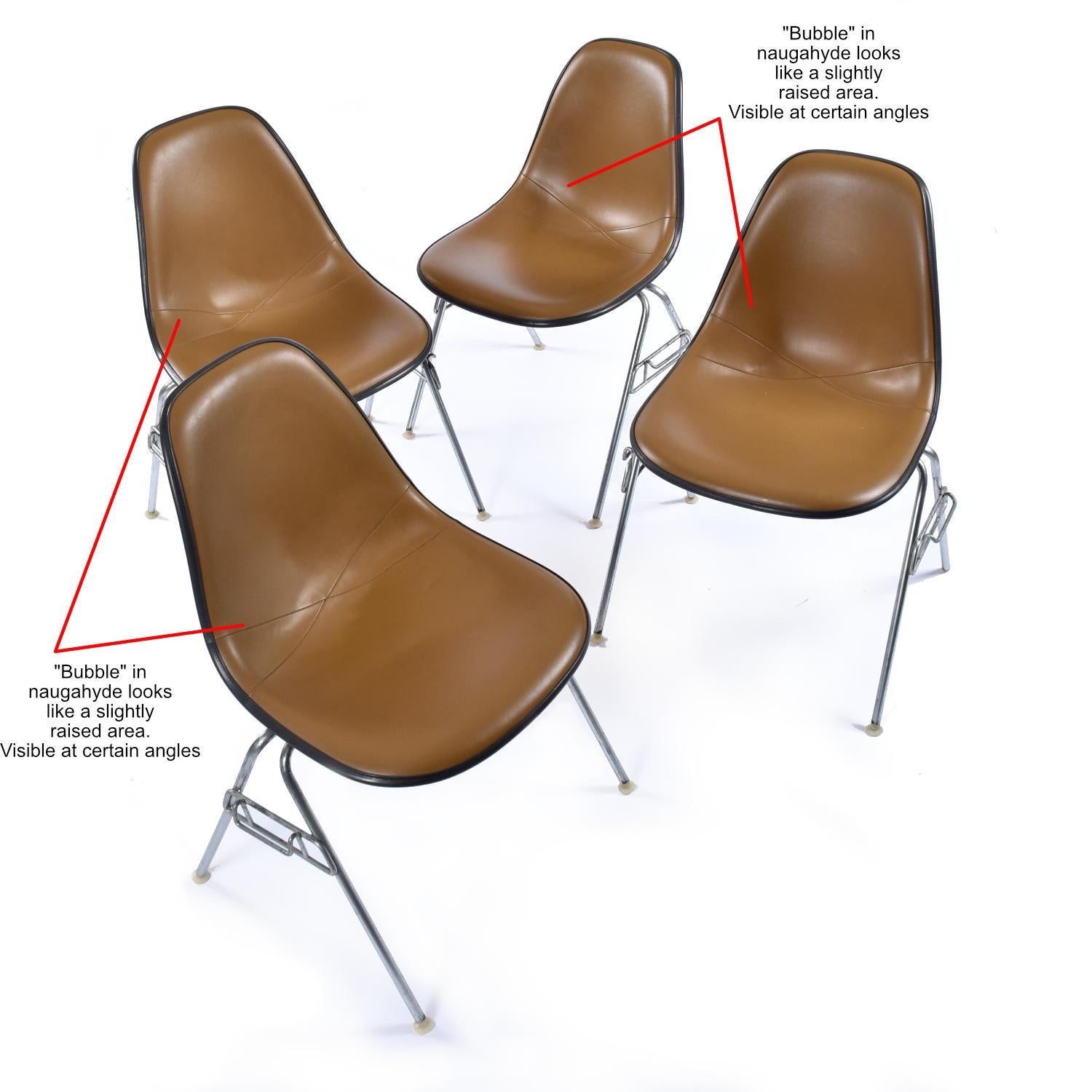 Satz von 10 Eames für Herman Miller Stacking Brown Naugahyde DSS Shell Chairs im Angebot 3