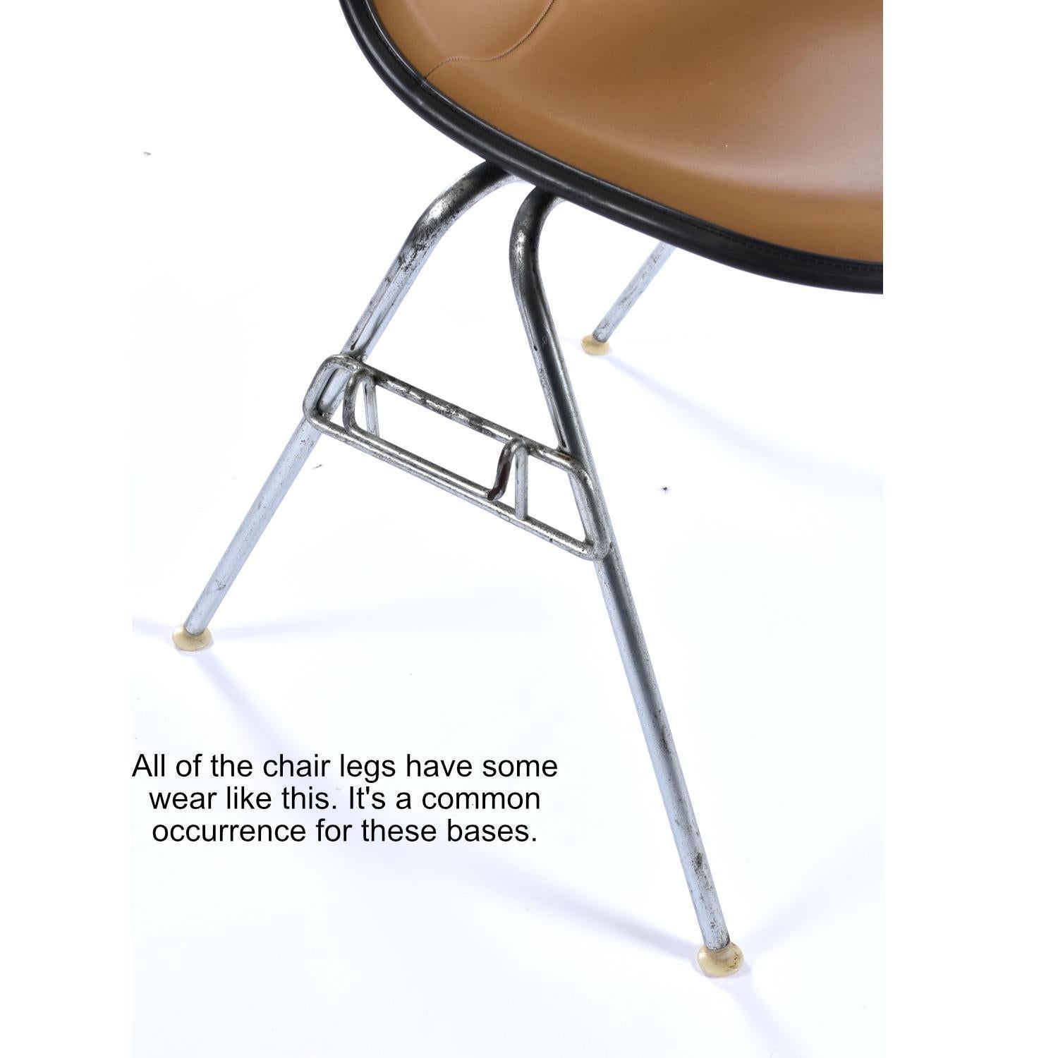 Satz von 10 Eames für Herman Miller Stacking Brown Naugahyde DSS Shell Chairs im Angebot 9