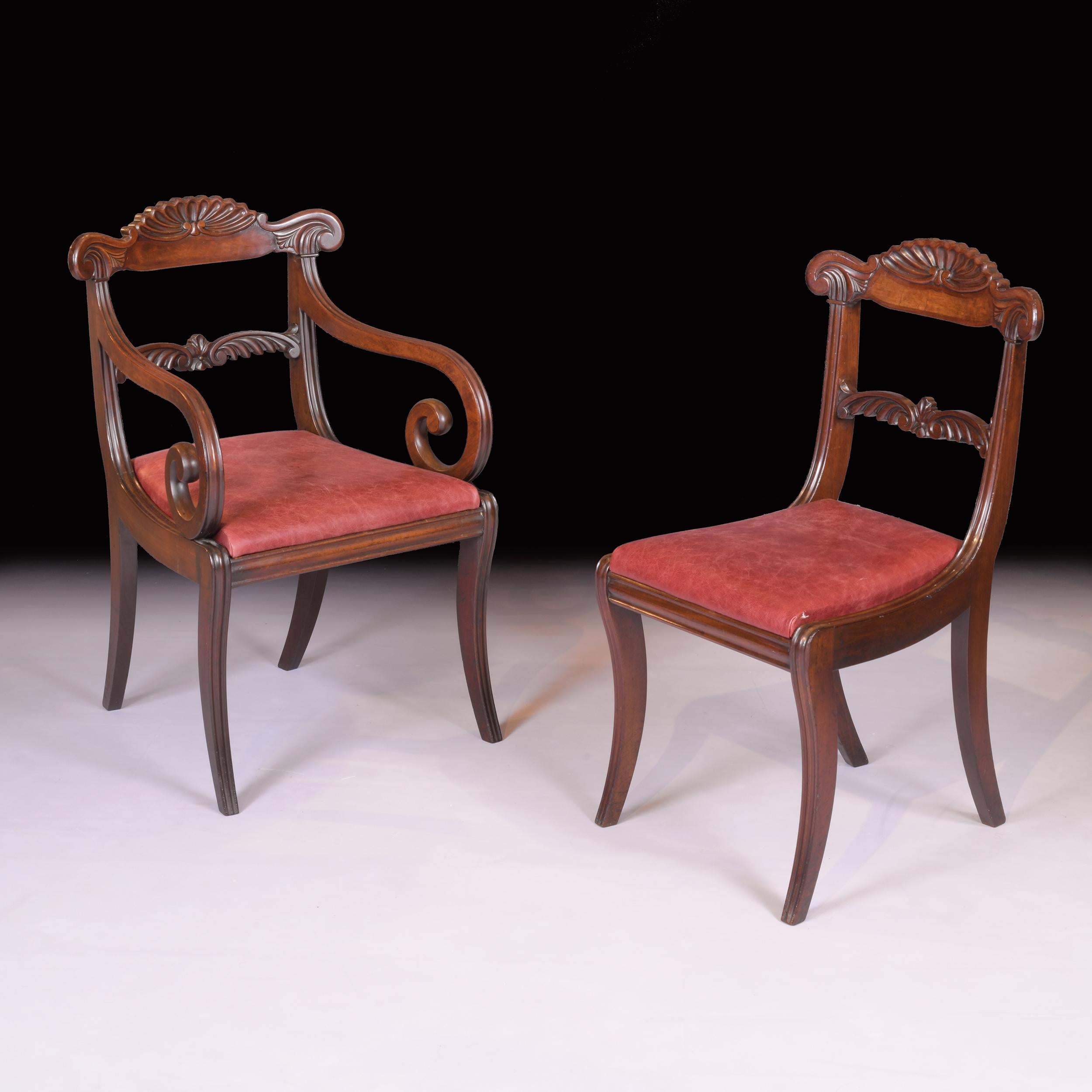 English Set of 10 Early 19th Century Regency Mahogany Dining Room Chairs For Sale