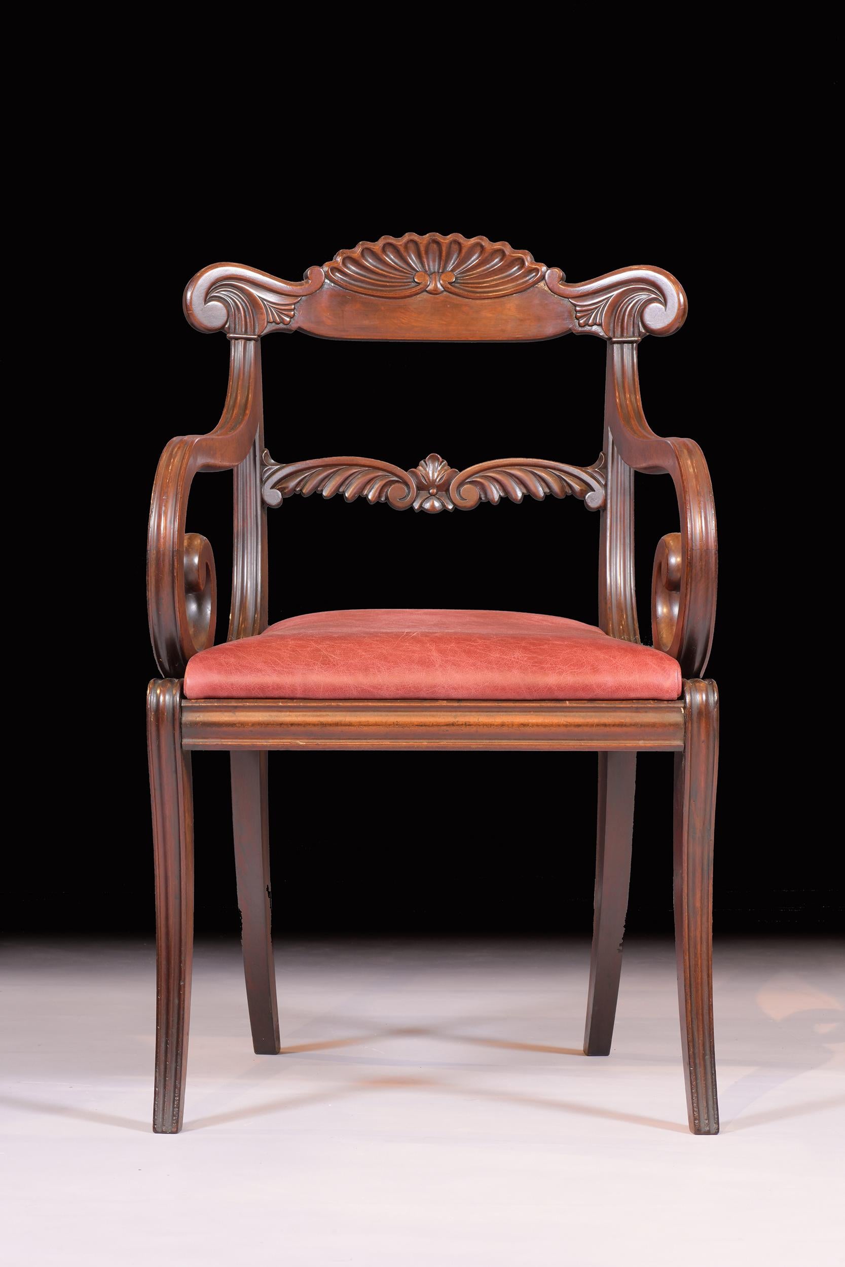 English Set of 10 Early 19th Century Regency Mahogany Dining Room Chairs For Sale