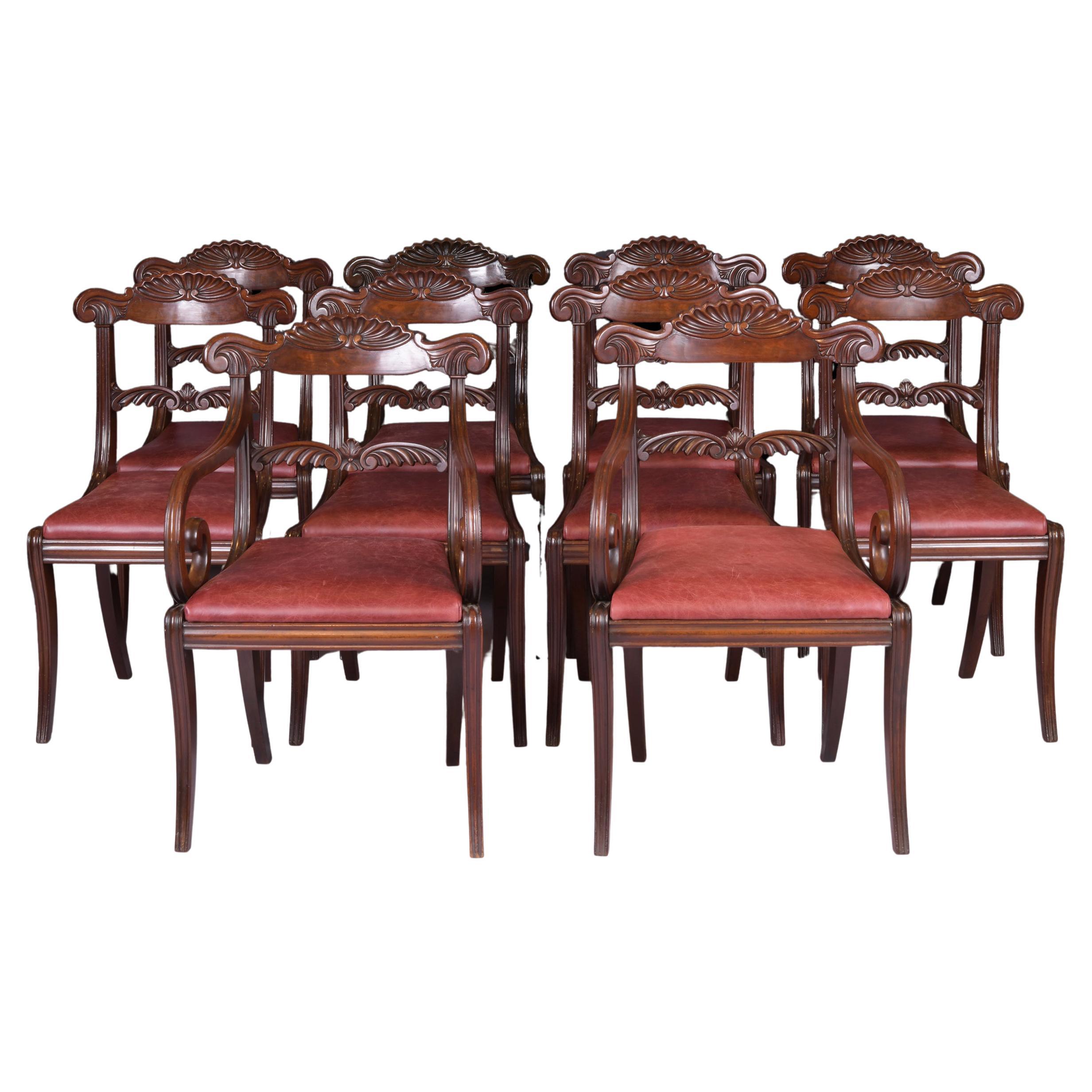Set von 10 Regency-Mahagoni-Esszimmerstühlen aus dem frühen 19. Jahrhundert im Angebot