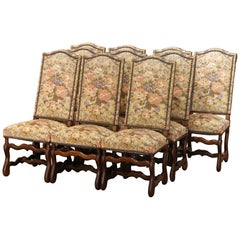 Set of 10 Early 20th Century French Louis XIV Upholstered Oak Dining Chairs
