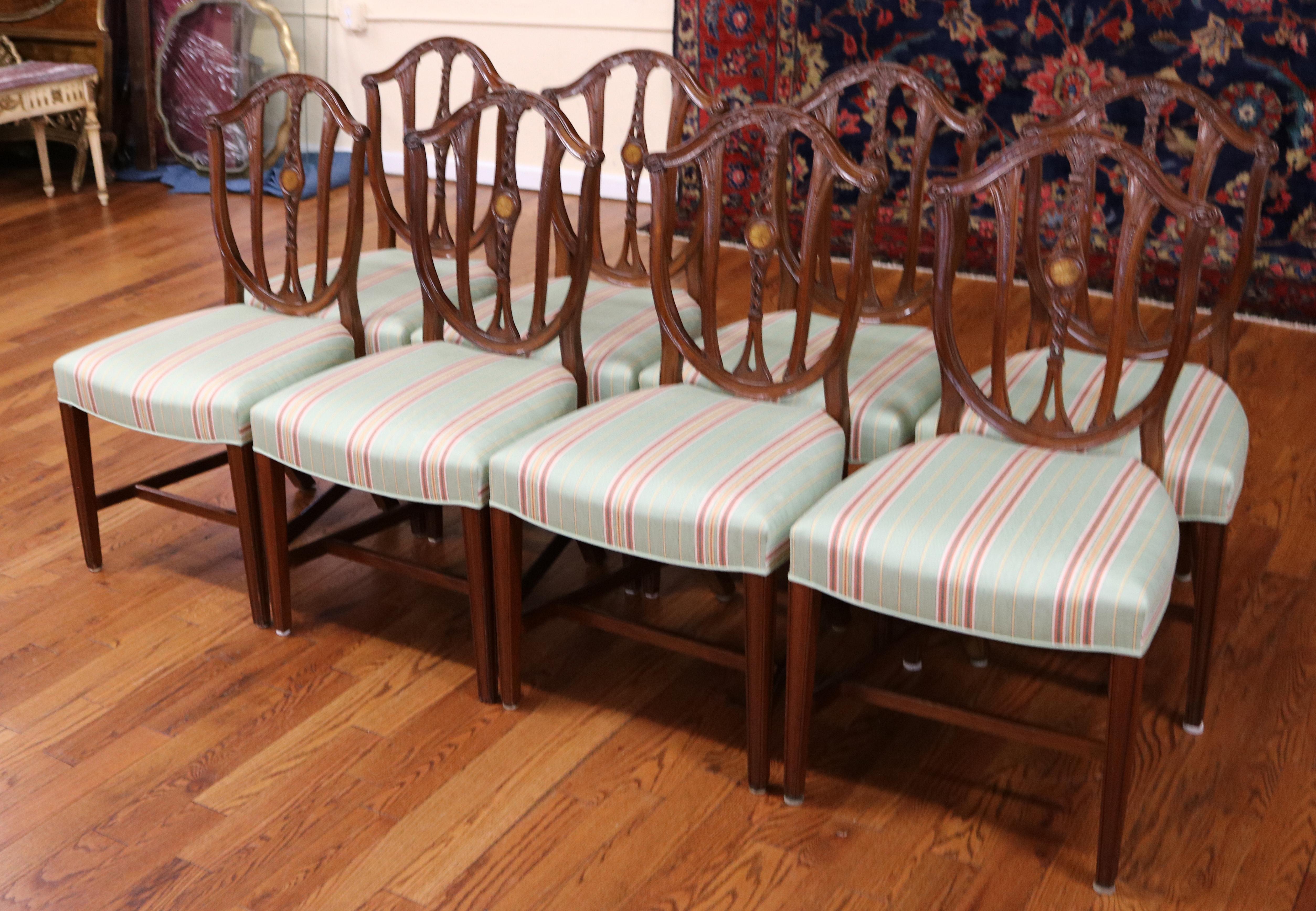 Set of 10 Early 20th Century Mahogany Baltimore Hepplewhite Dining Chairs For Sale 1