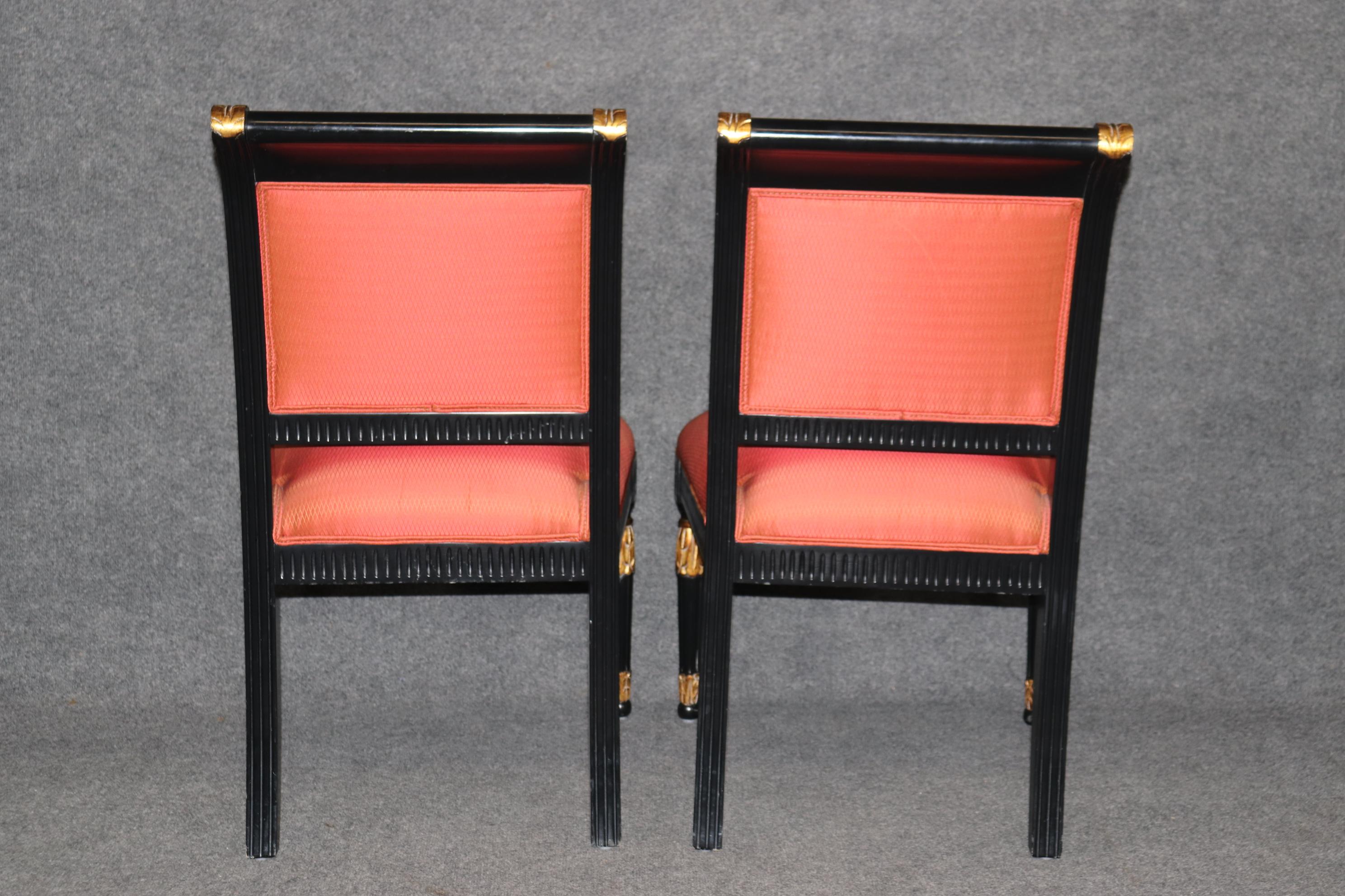 Set of 10 Ebonized Lacquered and Gilded French Directoire Dining Chairs  For Sale 2