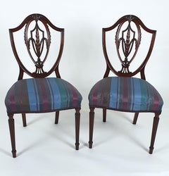 Set of 10 Edwardian Hepplewhite Style Carved Mahogany Dining Chairs