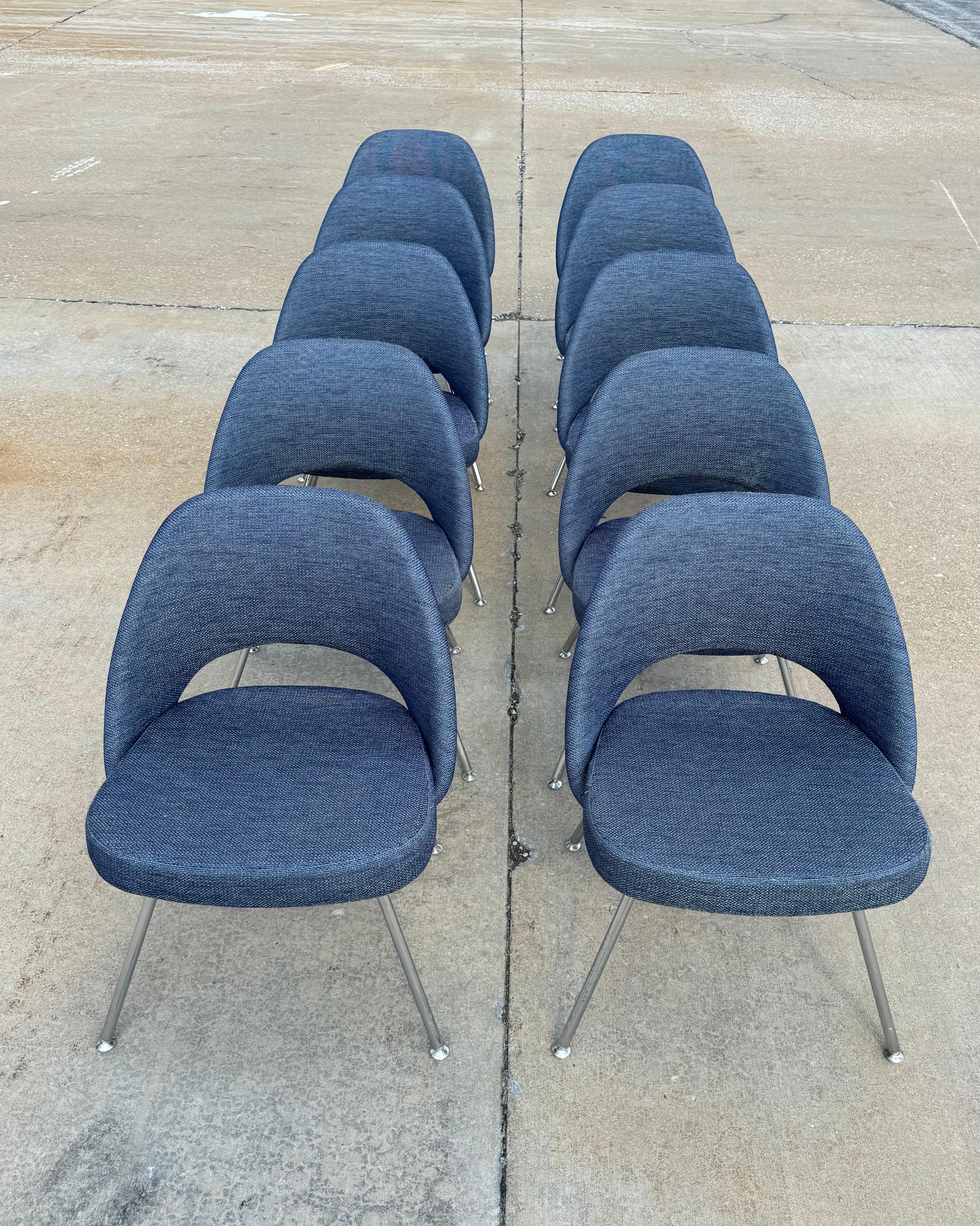 Mid-Century Modern Set of 10 Eero Saarinen for Knoll 72C Executive Armless Chairs Chrome Legs *2016 For Sale