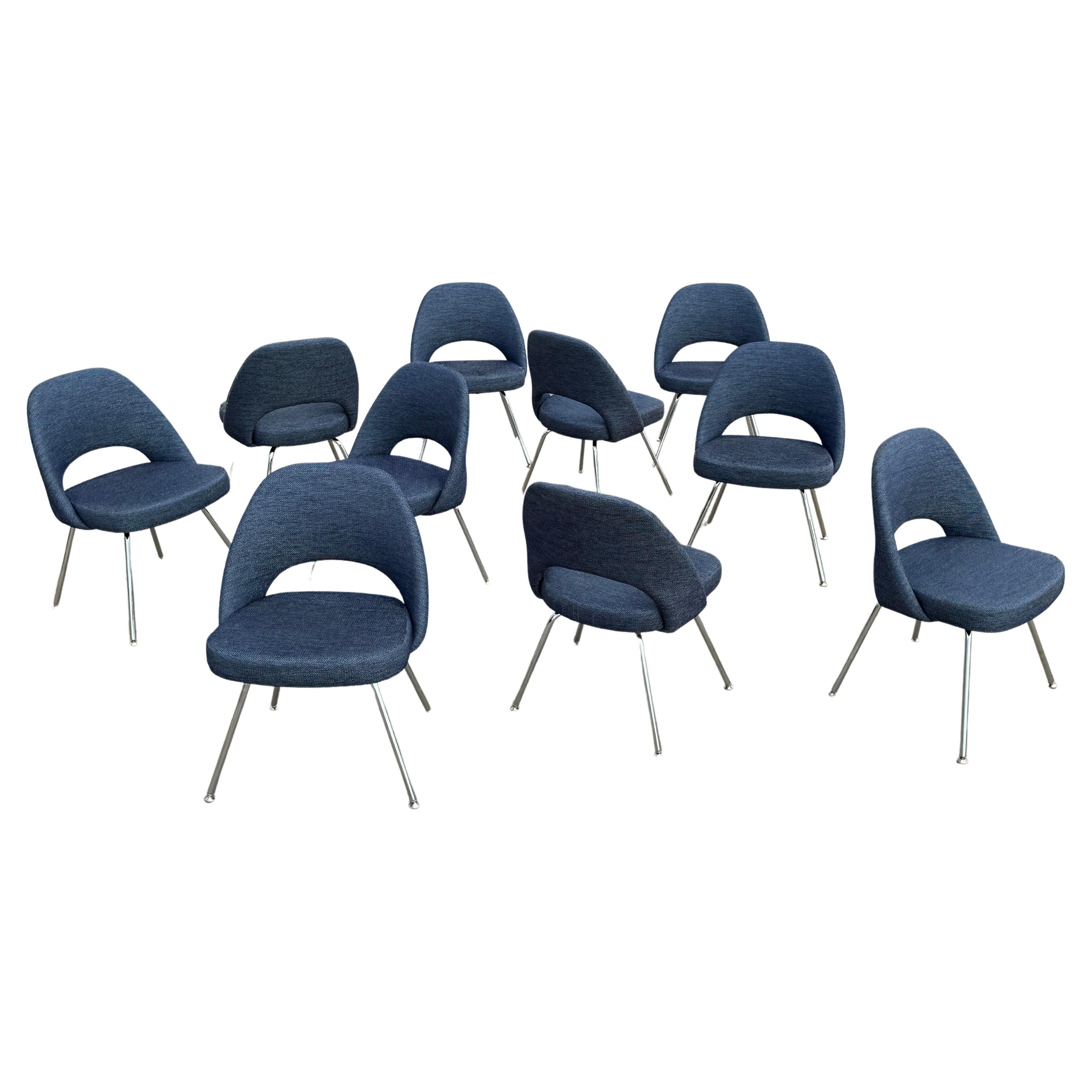 Set of 10 Eero Saarinen for Knoll 72C Executive Armless Chairs Chrome Legs *2016 For Sale