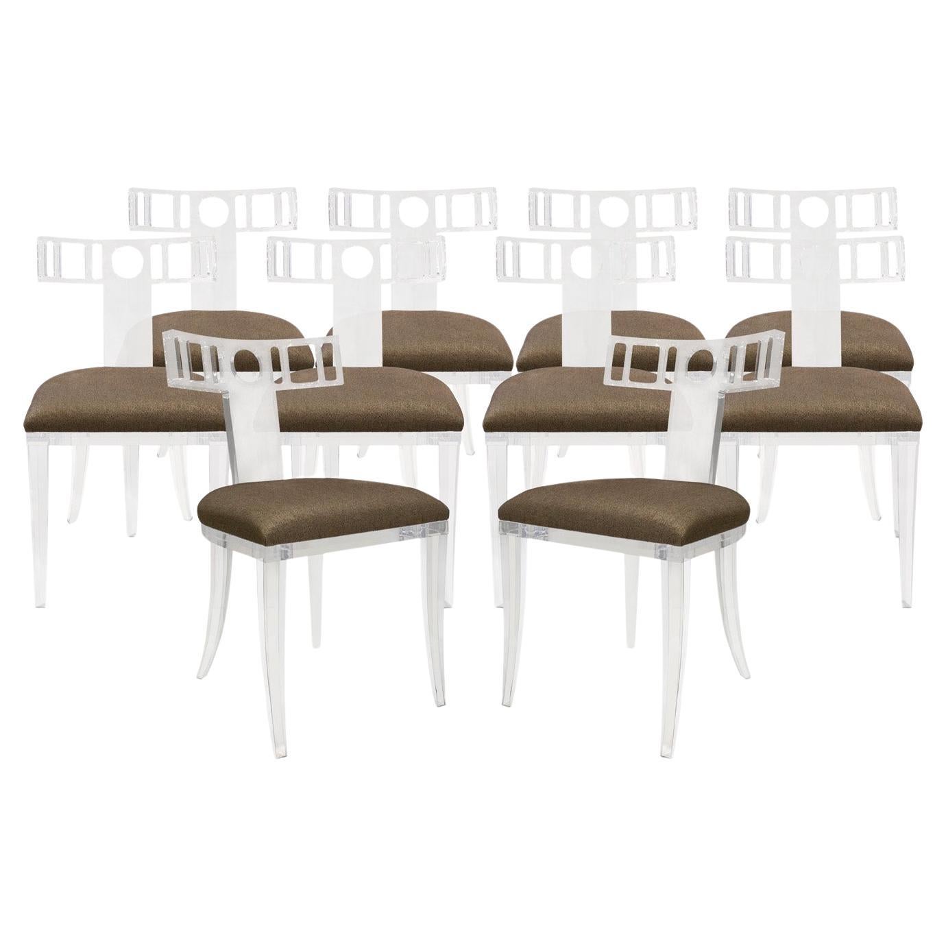 Set di 10 sedie da pranzo Eleg in lucite massiccia di Geoffrey Bradfield 2001 in vendita
