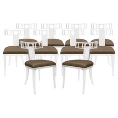 Ensemble de 10 chaises de salle à manger élégantes en lucite massive de Geoffrey Bradfield 2001