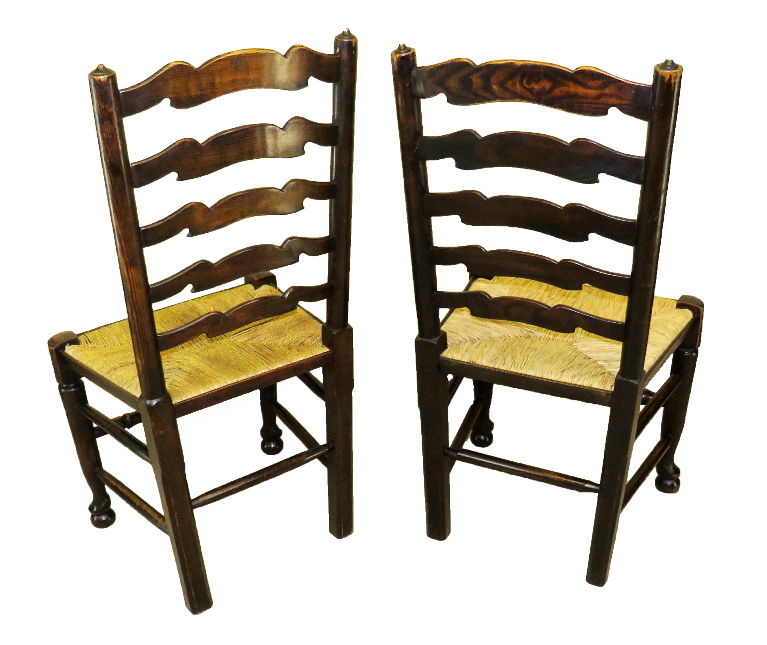 Set of 10 English 19th Century Ladder Back Dining Chairs 1
