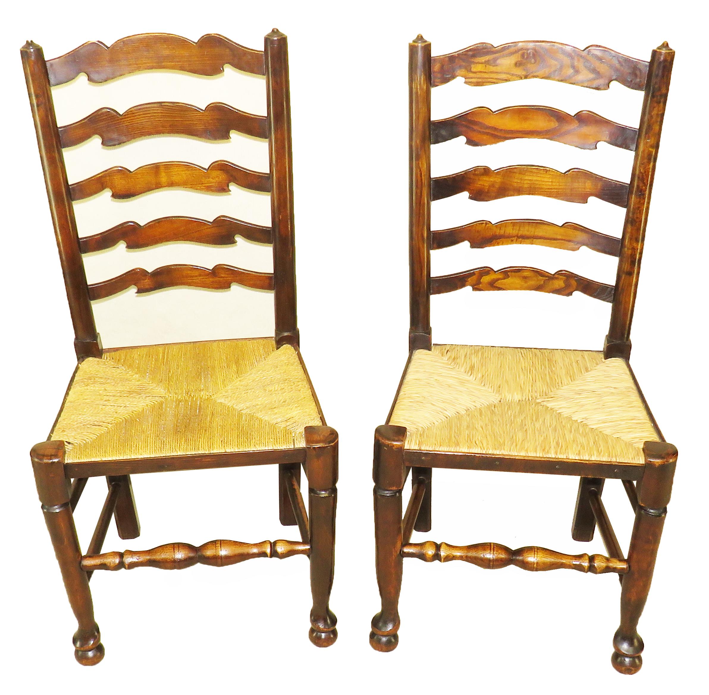 Set of 10 English 19th Century Ladder Back Dining Chairs 2