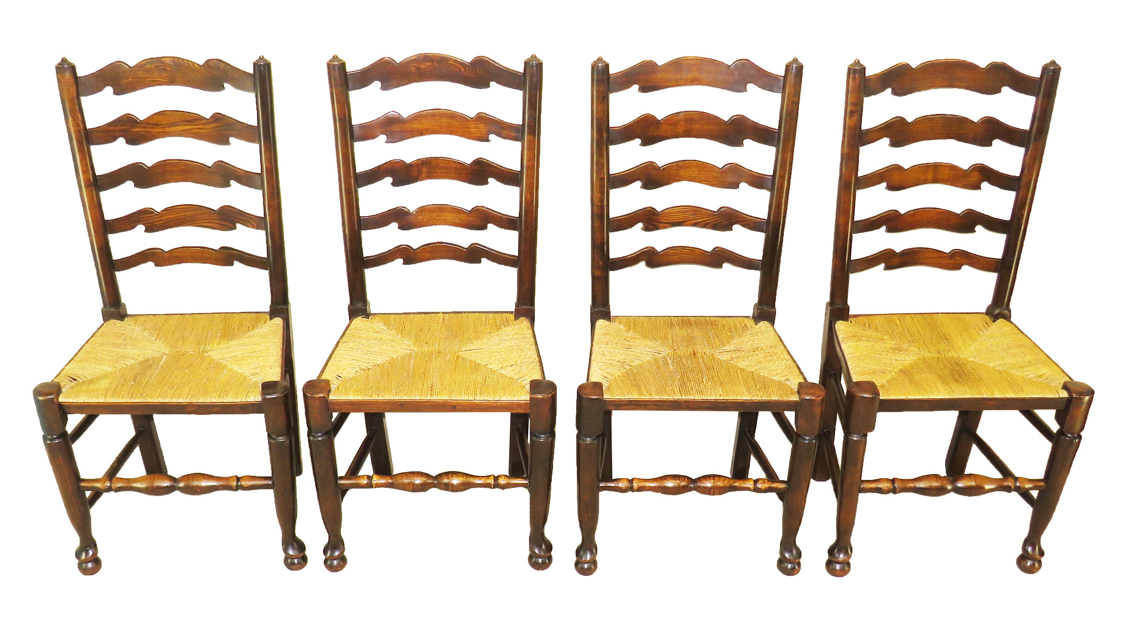 Set of 10 English 19th Century Ladder Back Dining Chairs 3