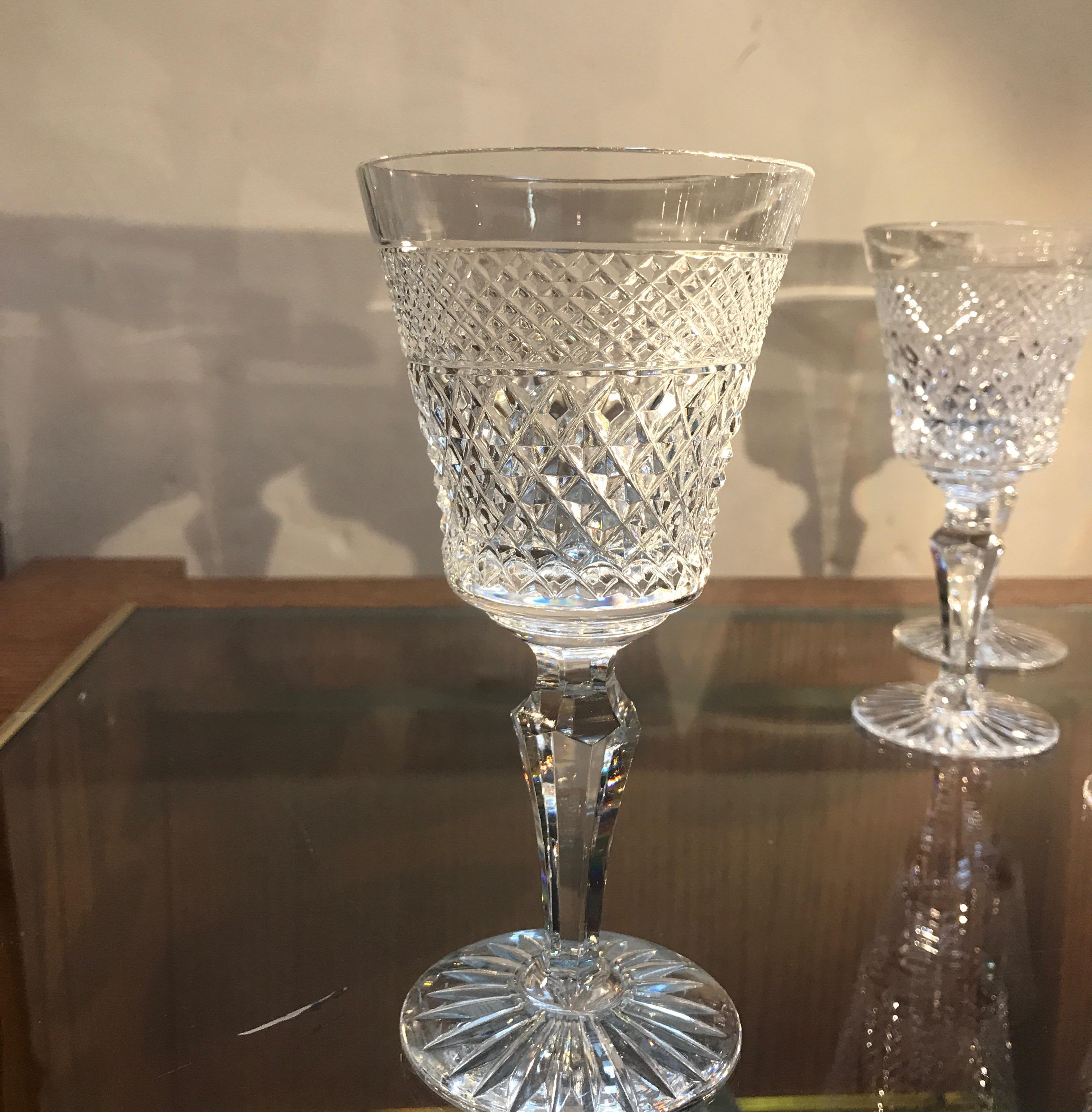 Edwardian Set of 10 English Cut Crystal Wine Glasses