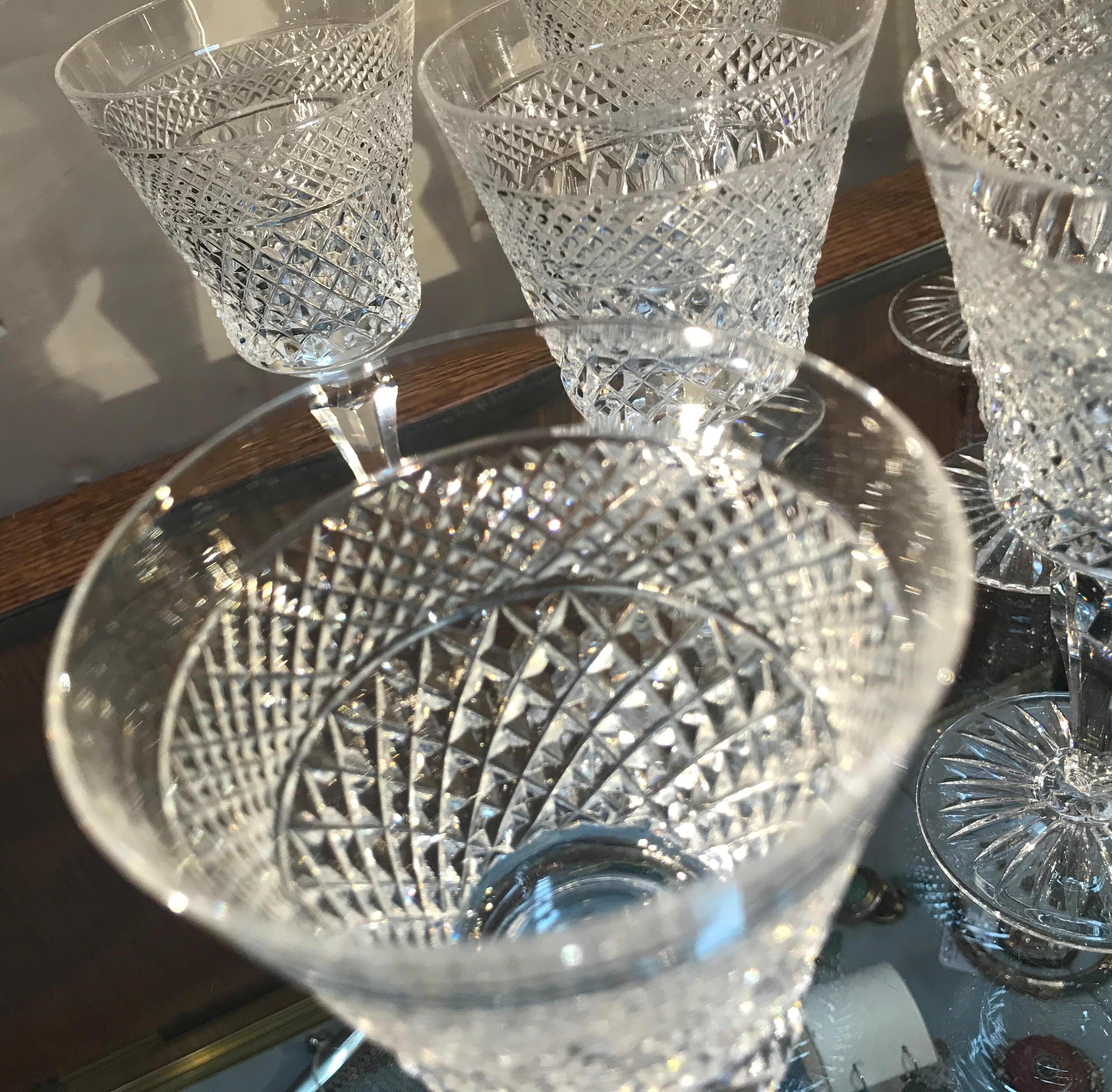 Set of 10 English Cut Crystal Wine Glasses 3