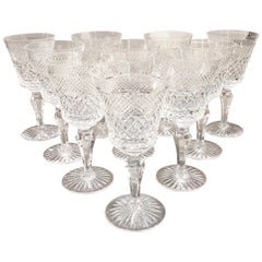 Set of 10 English Cut Crystal Wine Glasses