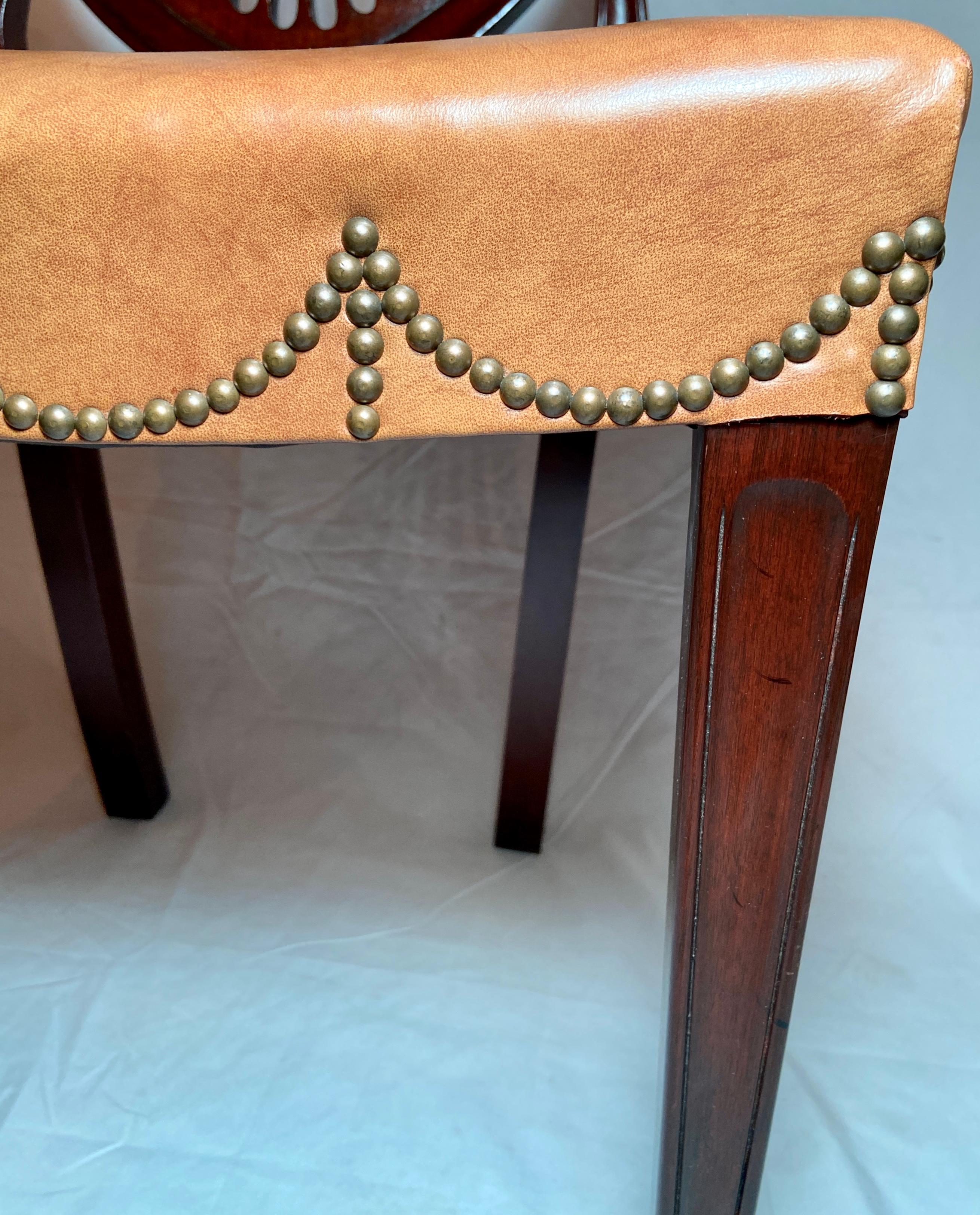 Set of 10 English Mahogany Hepplewhite Shield-Back Dining Chairs, Circa 1940-50 5