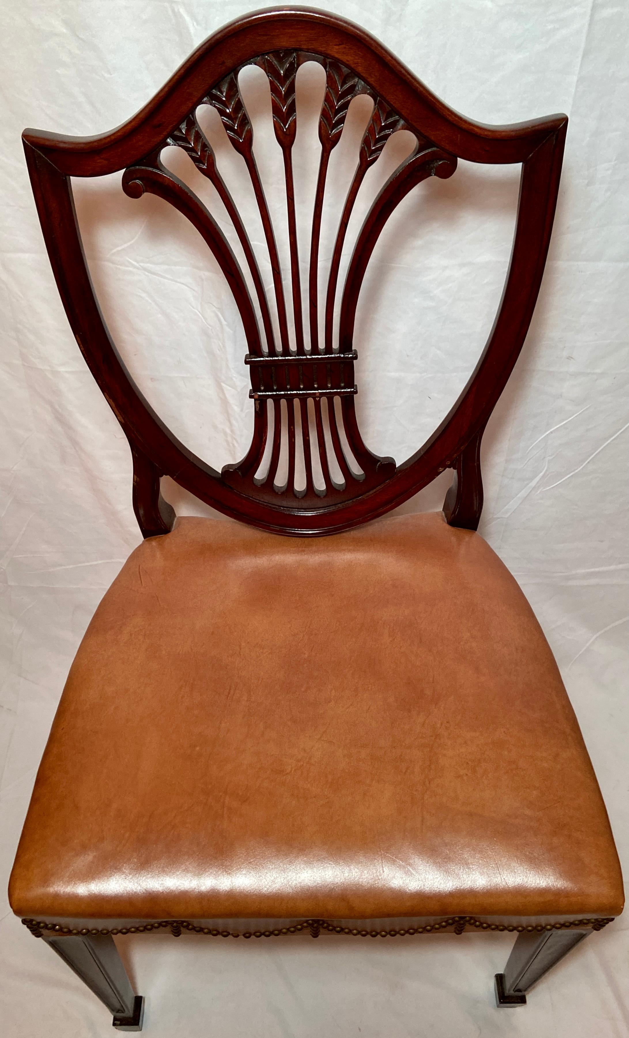 Set of 10 English Mahogany Hepplewhite Shield-Back Dining Chairs, Circa 1940-50 1