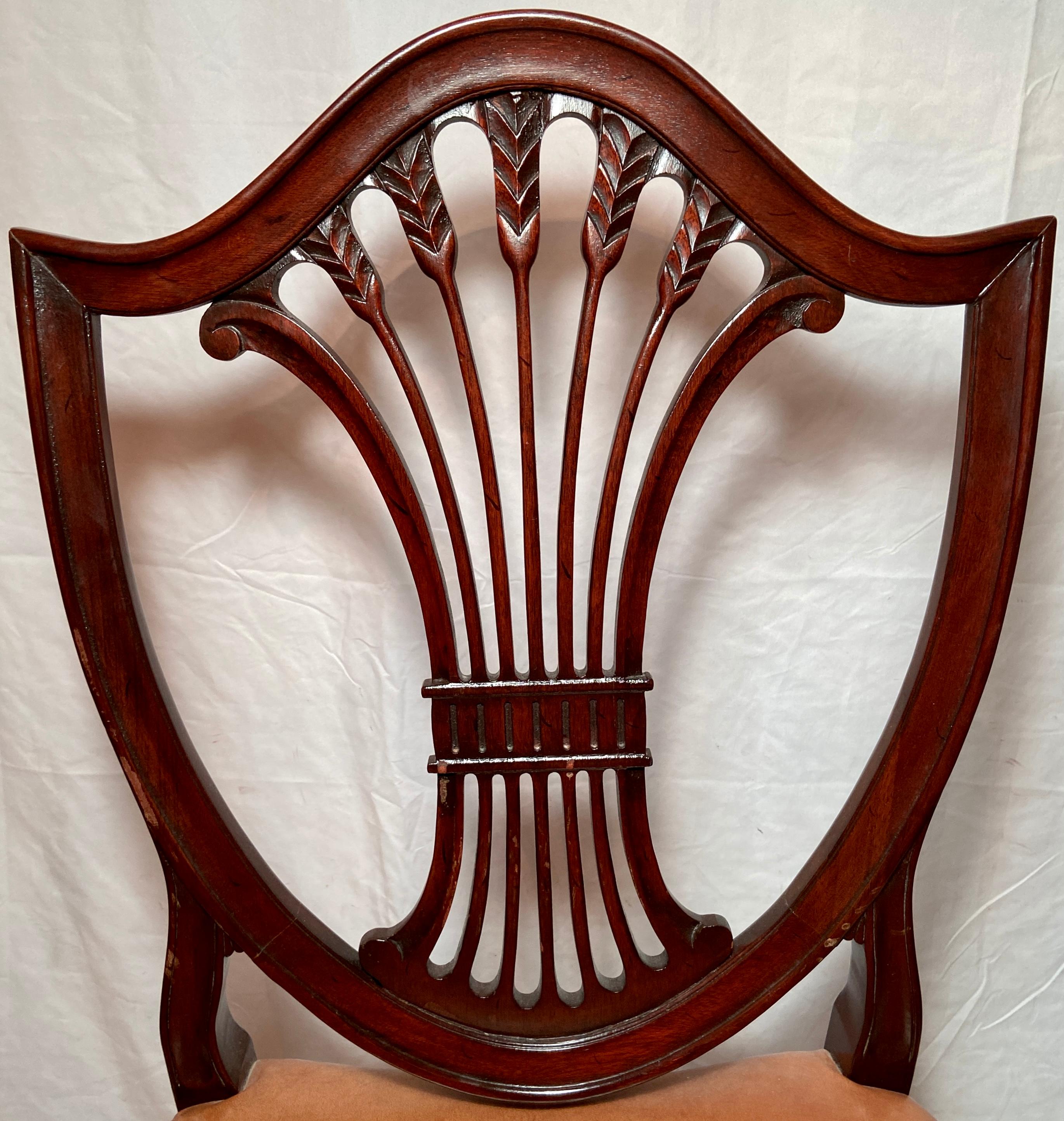 Set of 10 English Mahogany Hepplewhite Shield-Back Dining Chairs, Circa 1940-50 2