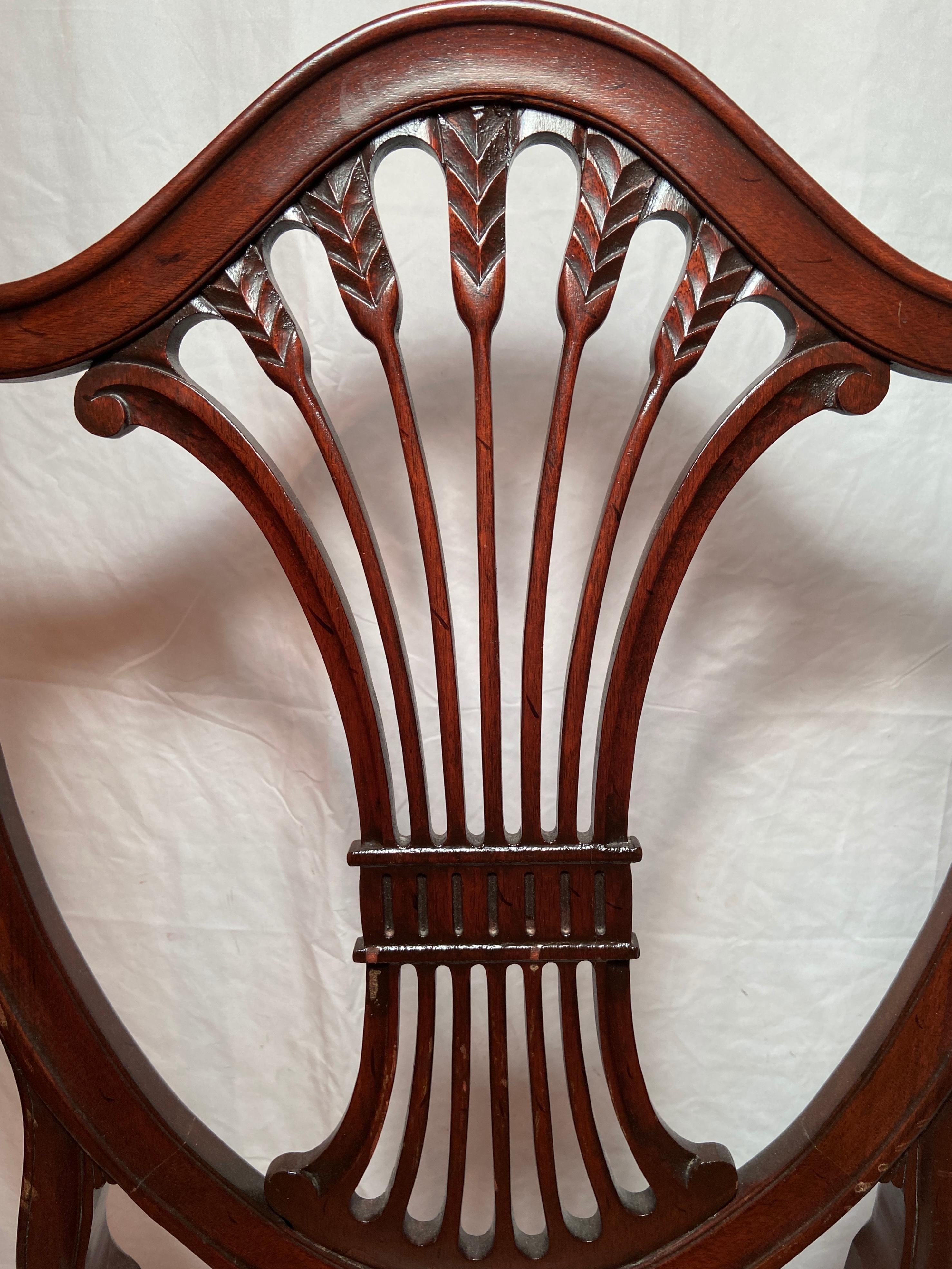 Set of 10 English Mahogany Hepplewhite Shield-Back Dining Chairs, Circa 1940-50 3