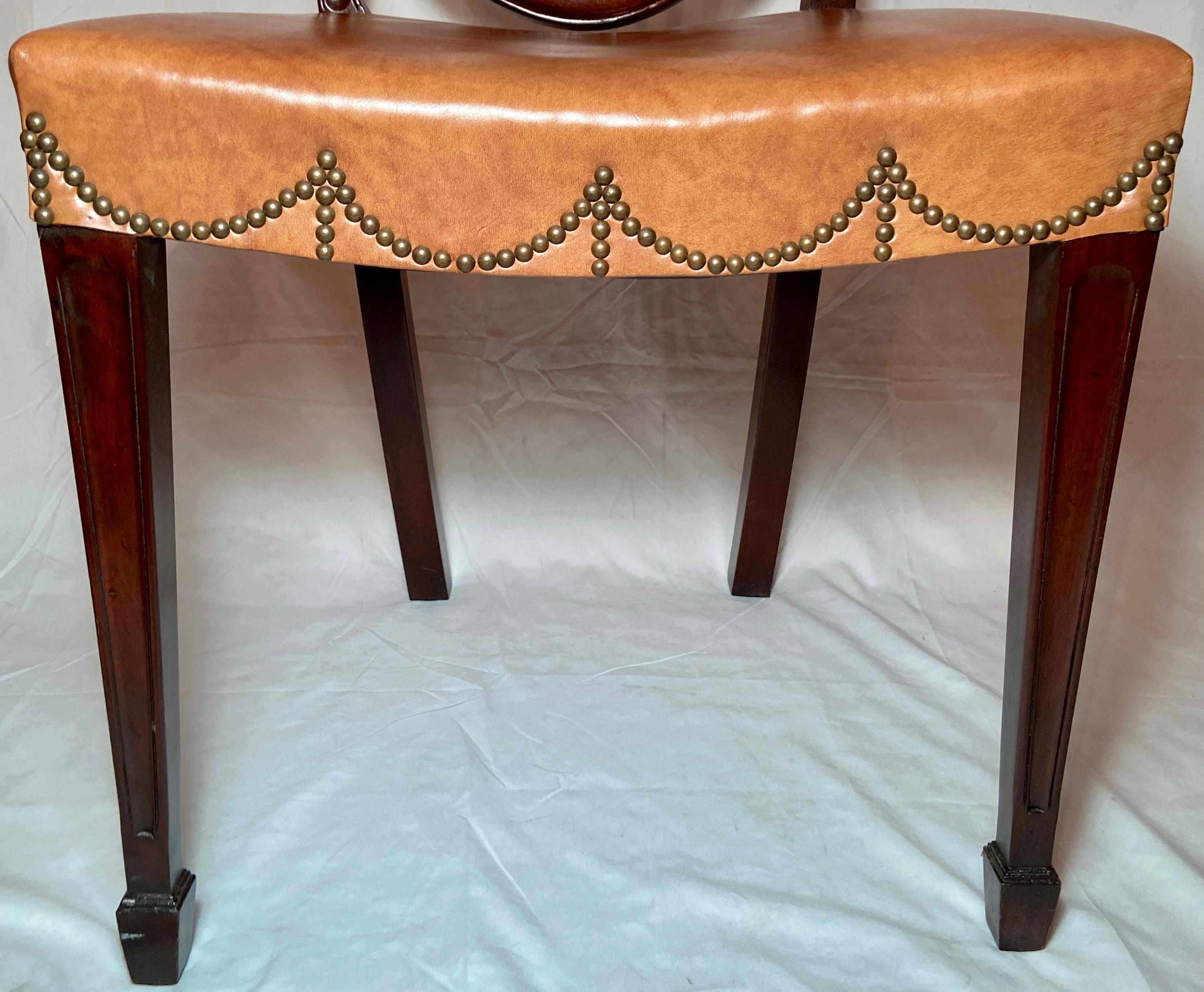 Set of 10 English Mahogany Hepplewhite Shield-Back Dining Chairs, Circa 1940-50 4