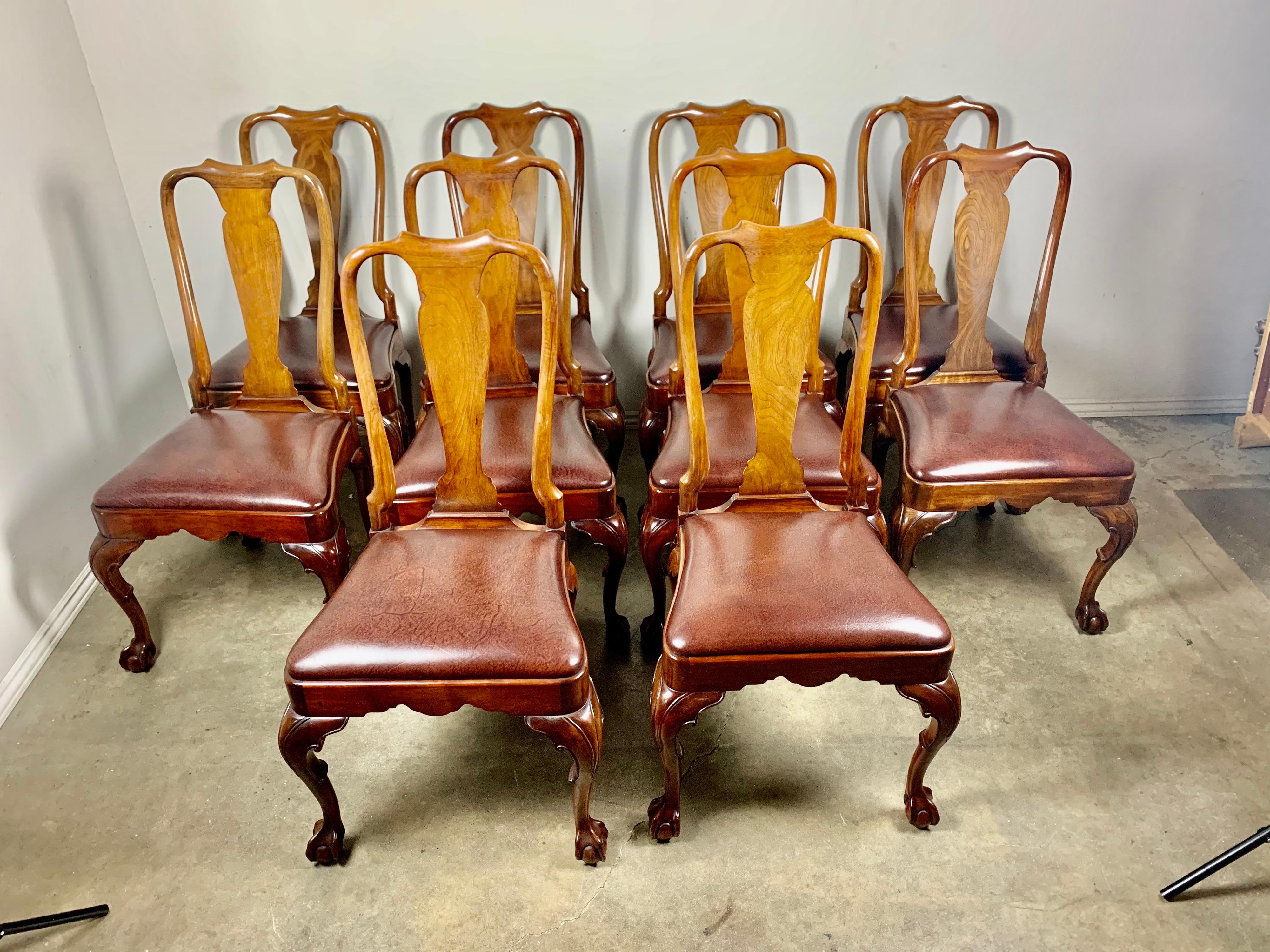20th Century Set of '10' English Queen Anne Style Side Chairs