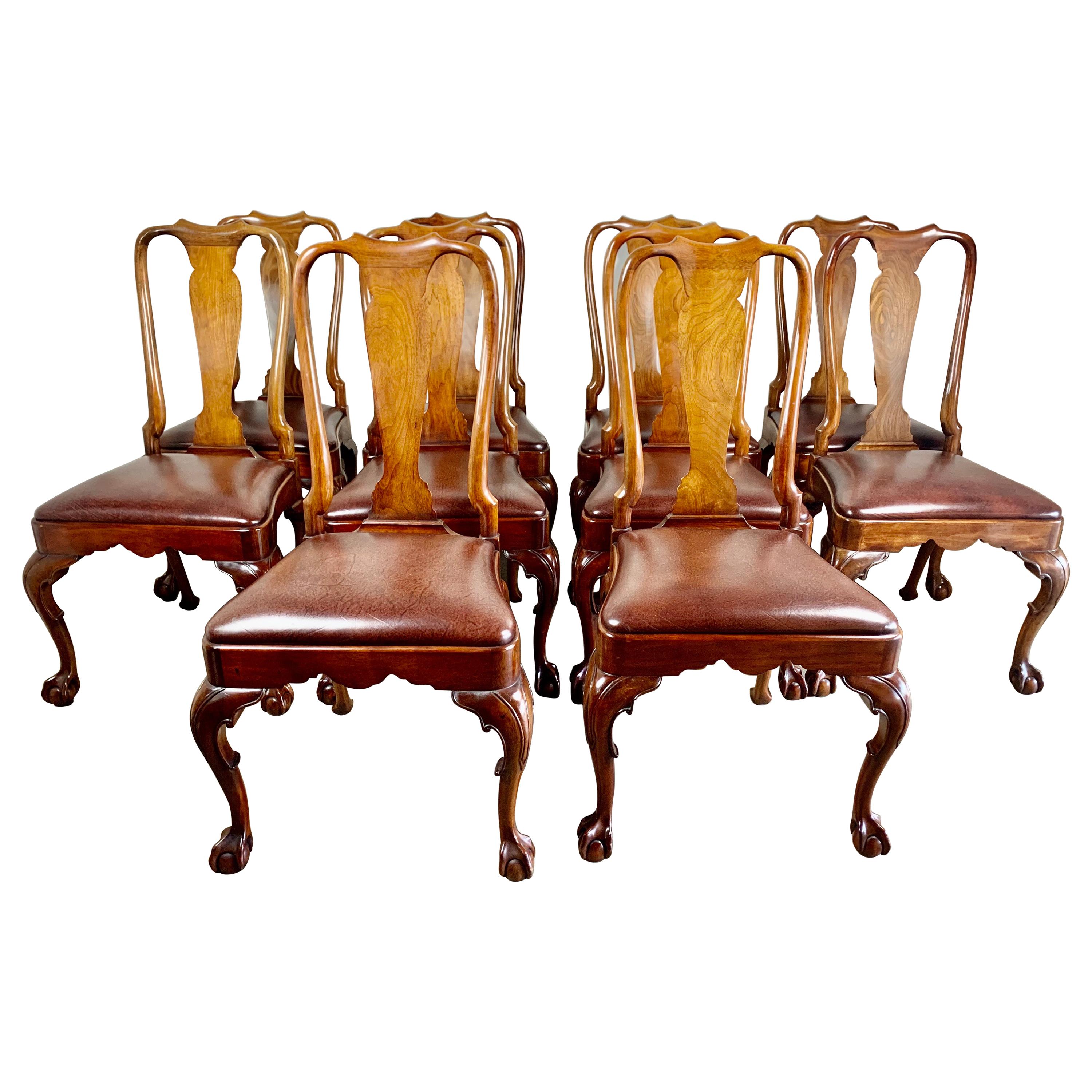Set of '10' English Queen Anne Style Side Chairs