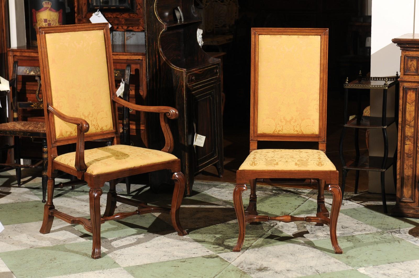 Set of 10 English Queen Anne Style Walnut Dining Chairs In Good Condition In Atlanta, GA