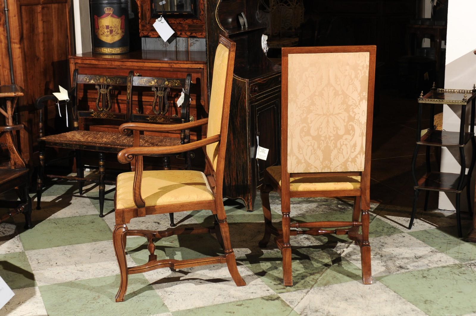 Set of 10 English Queen Anne Style Walnut Dining Chairs 4
