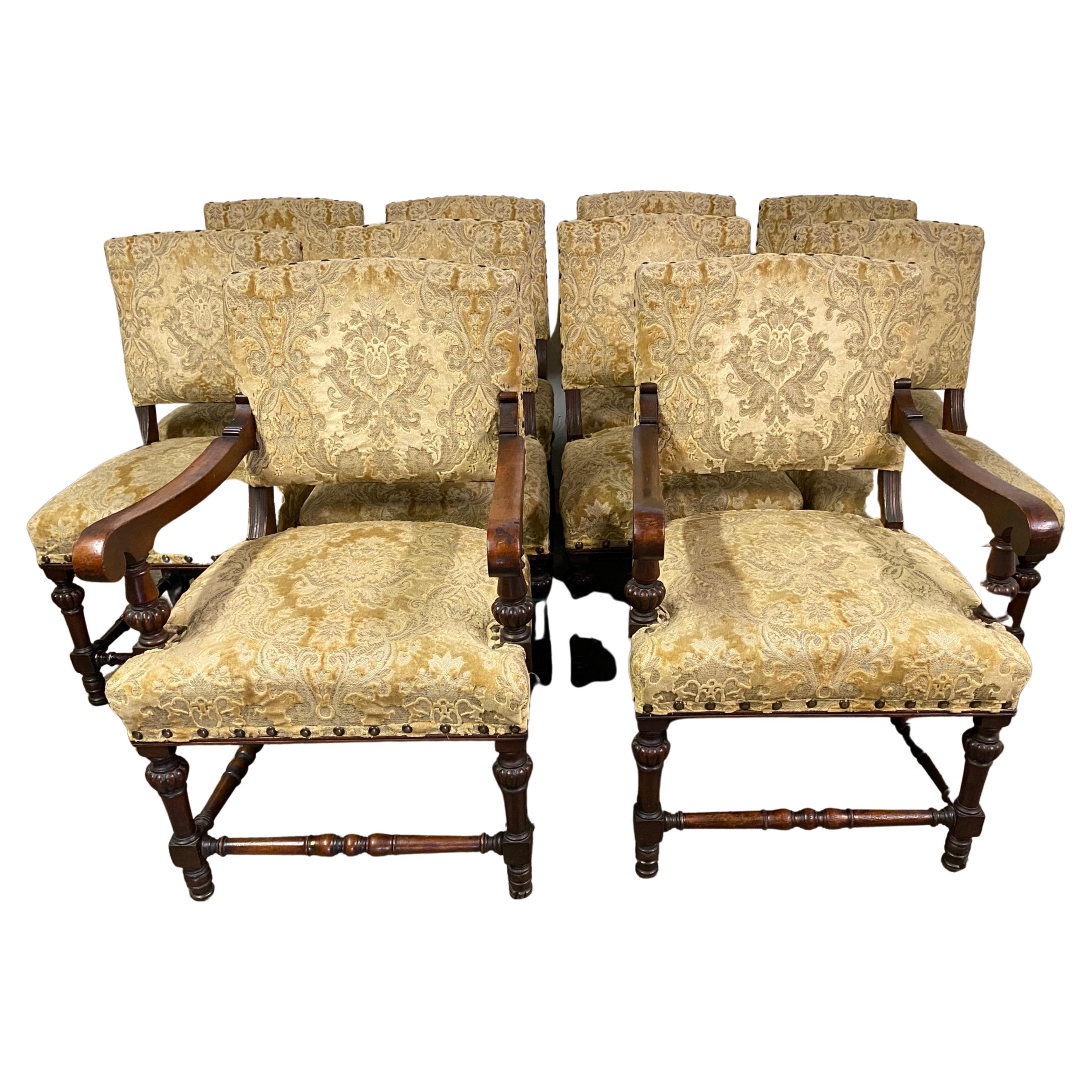 Set of 10 English Regency Style Dining Chairs For Sale