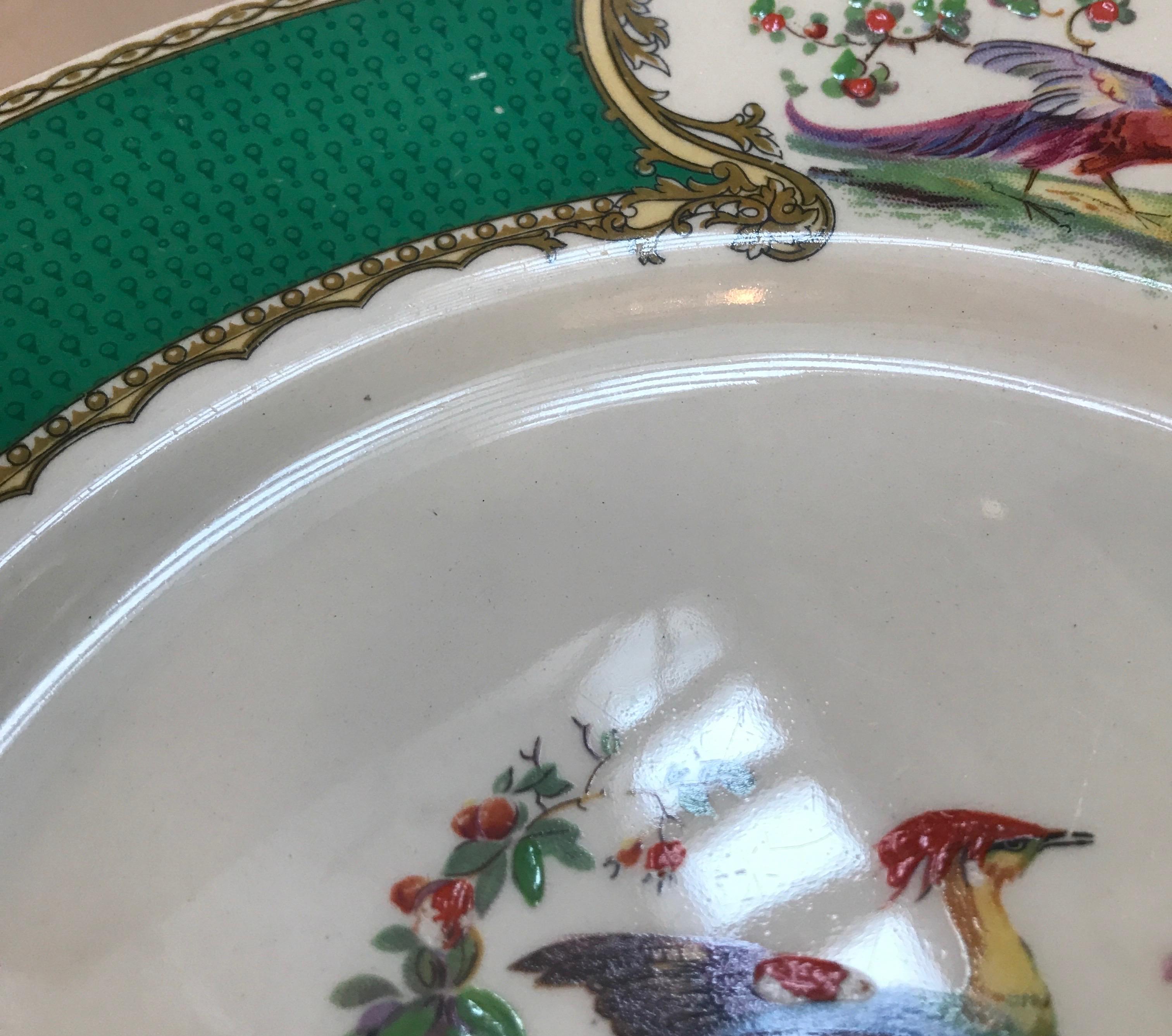 Set of 10 English Staffordshire Chelsea Bird Plates 5