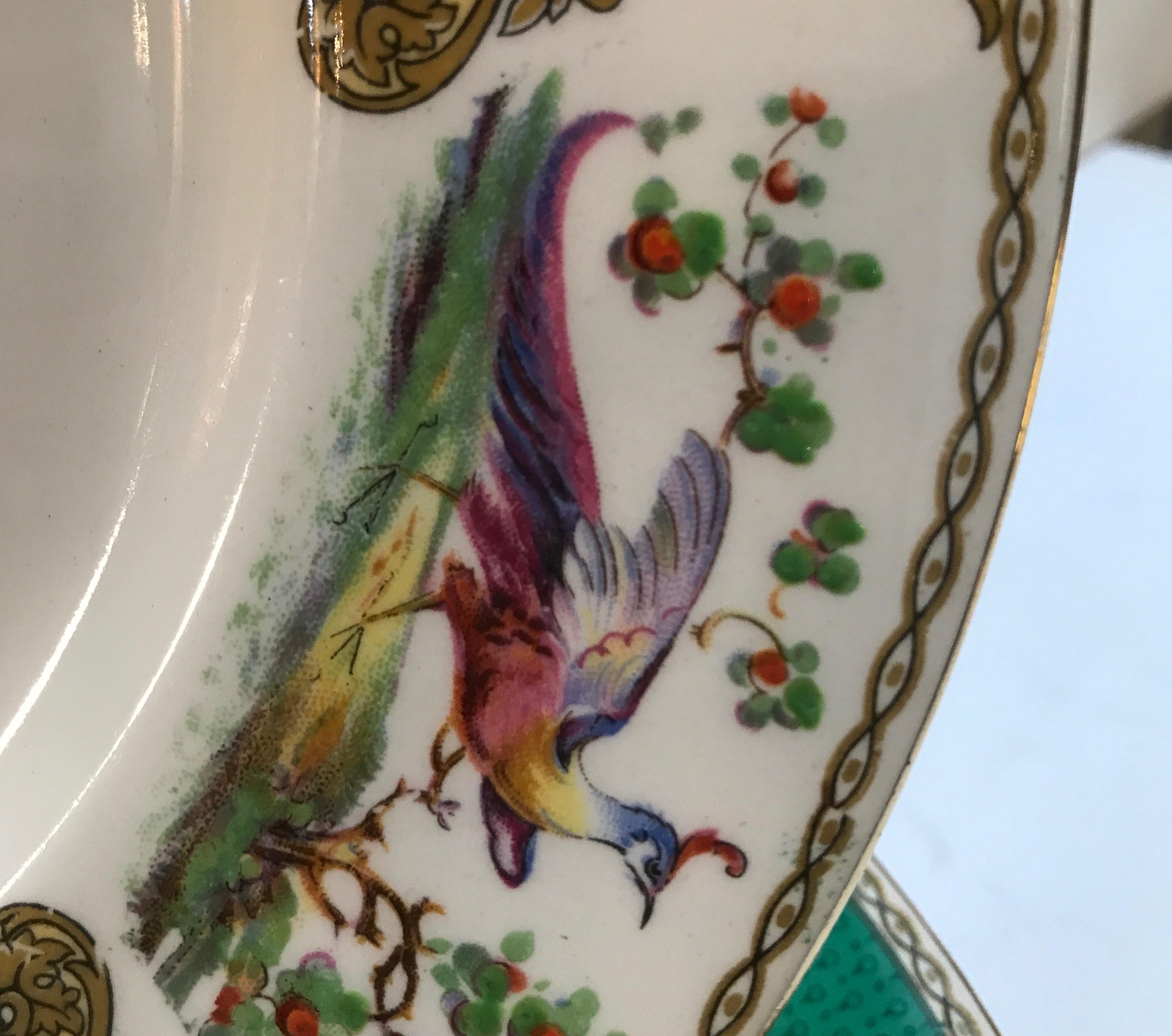 Early 20th Century Set of 10 English Staffordshire Chelsea Bird Plates