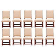 Set Of 10 English Style Upholstered Dining Chairs