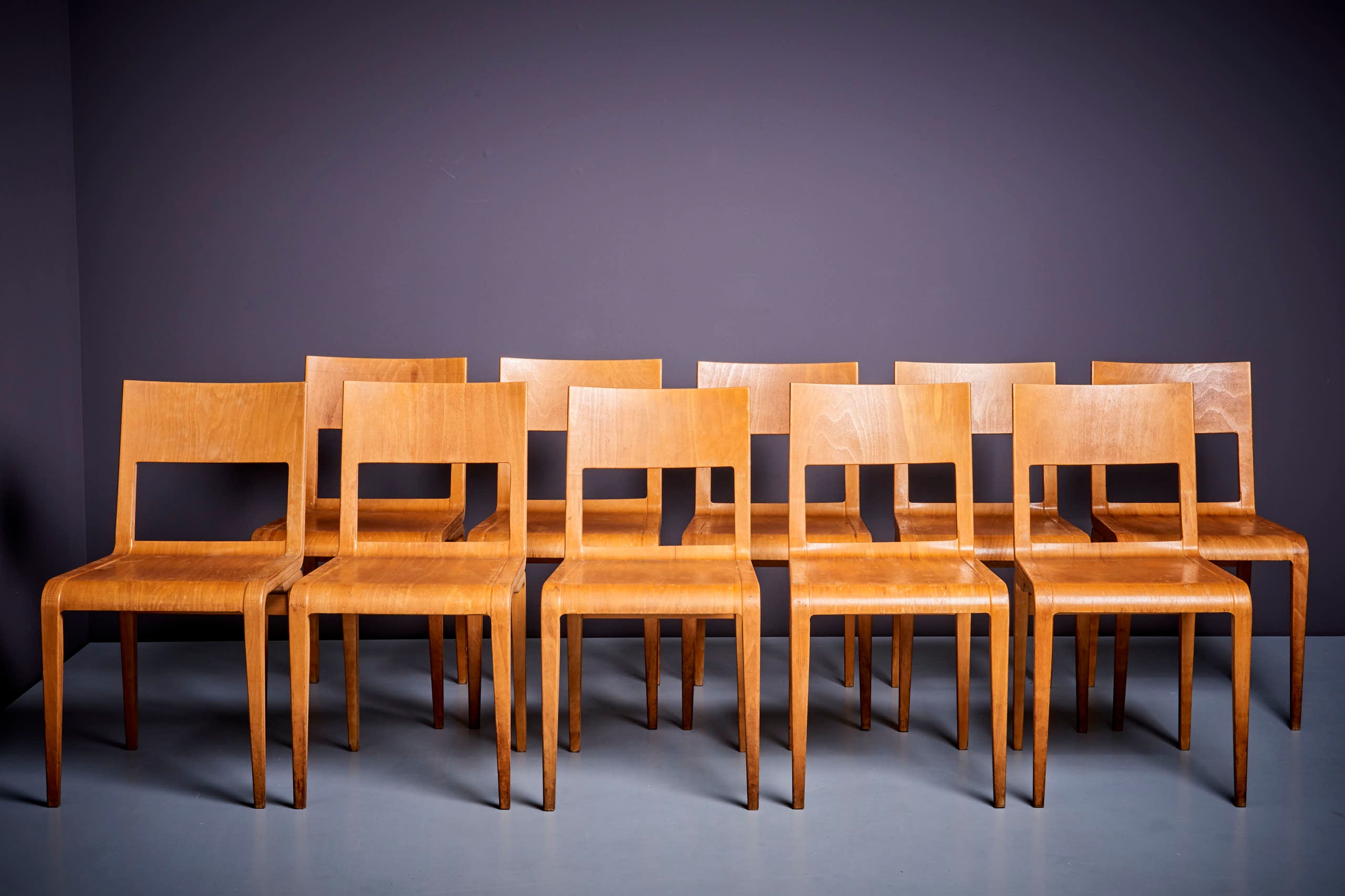 Ensemble de 10 chaises de salle à manger Erich Menzel modèle 50642 pour Hellerau, Allemagne - années 1950. 