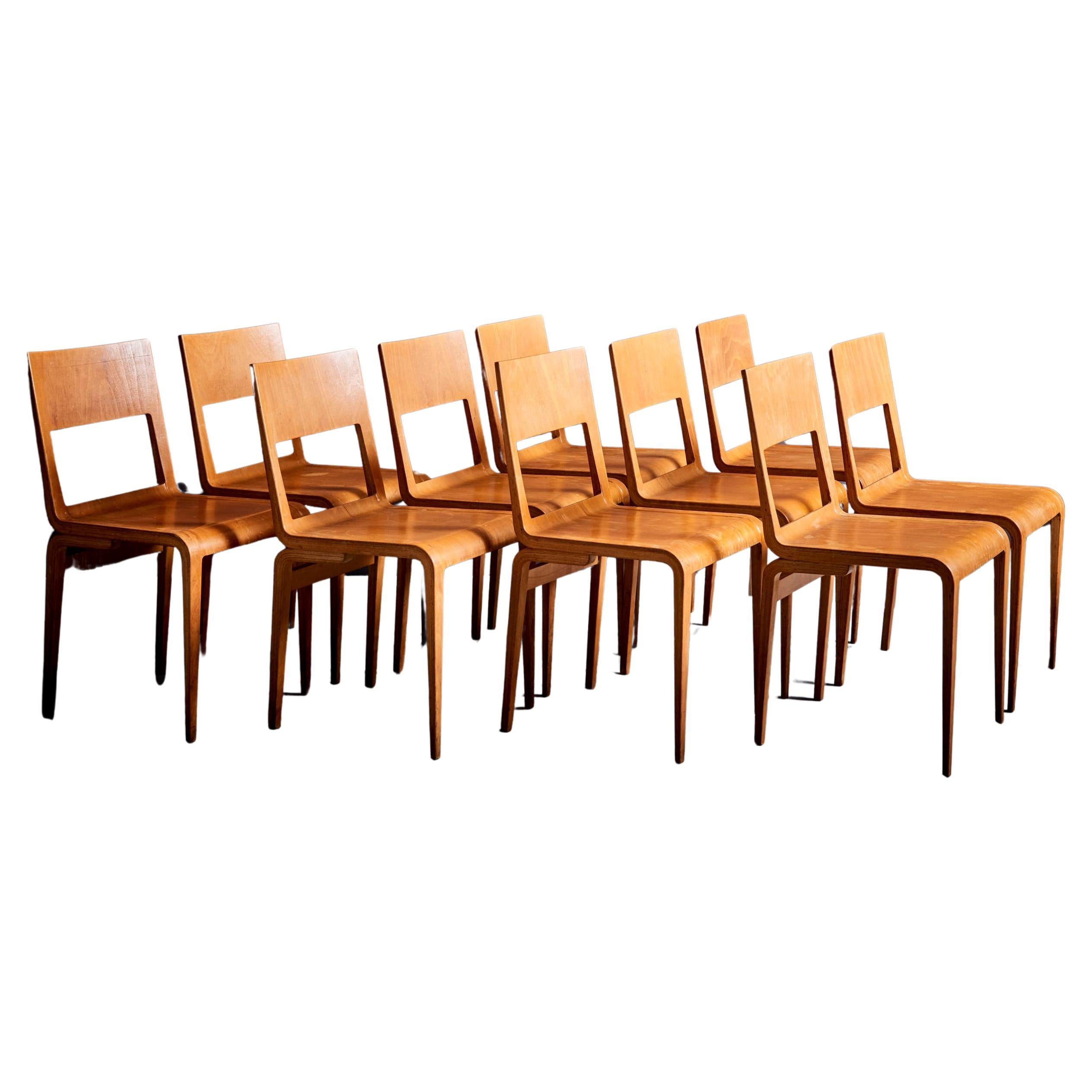 Ensemble de 10 chaises de salle à manger Erich Menzel modèle 50642 pour Hellerau, Allemagne  en vente