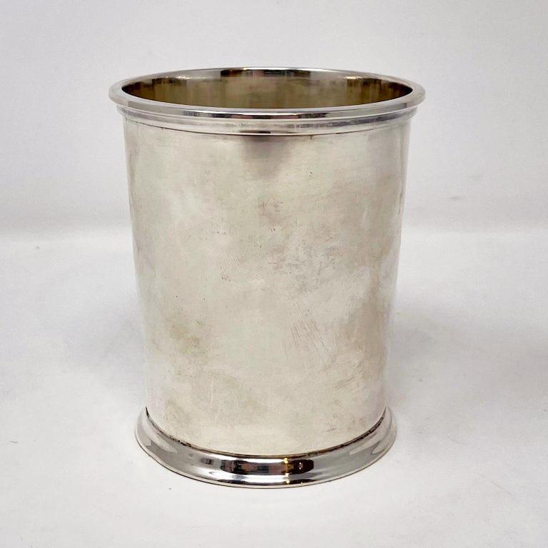 Set of 10 Antique American sterling silver hallmarked mint Julep Cups, Circa 1930's-1940's.
Per the last three photos, 2 of the cups were made by Chicago Silver Company (1925-1950), and the remaining 8 were made by M. Fred Hirsch Silversmiths