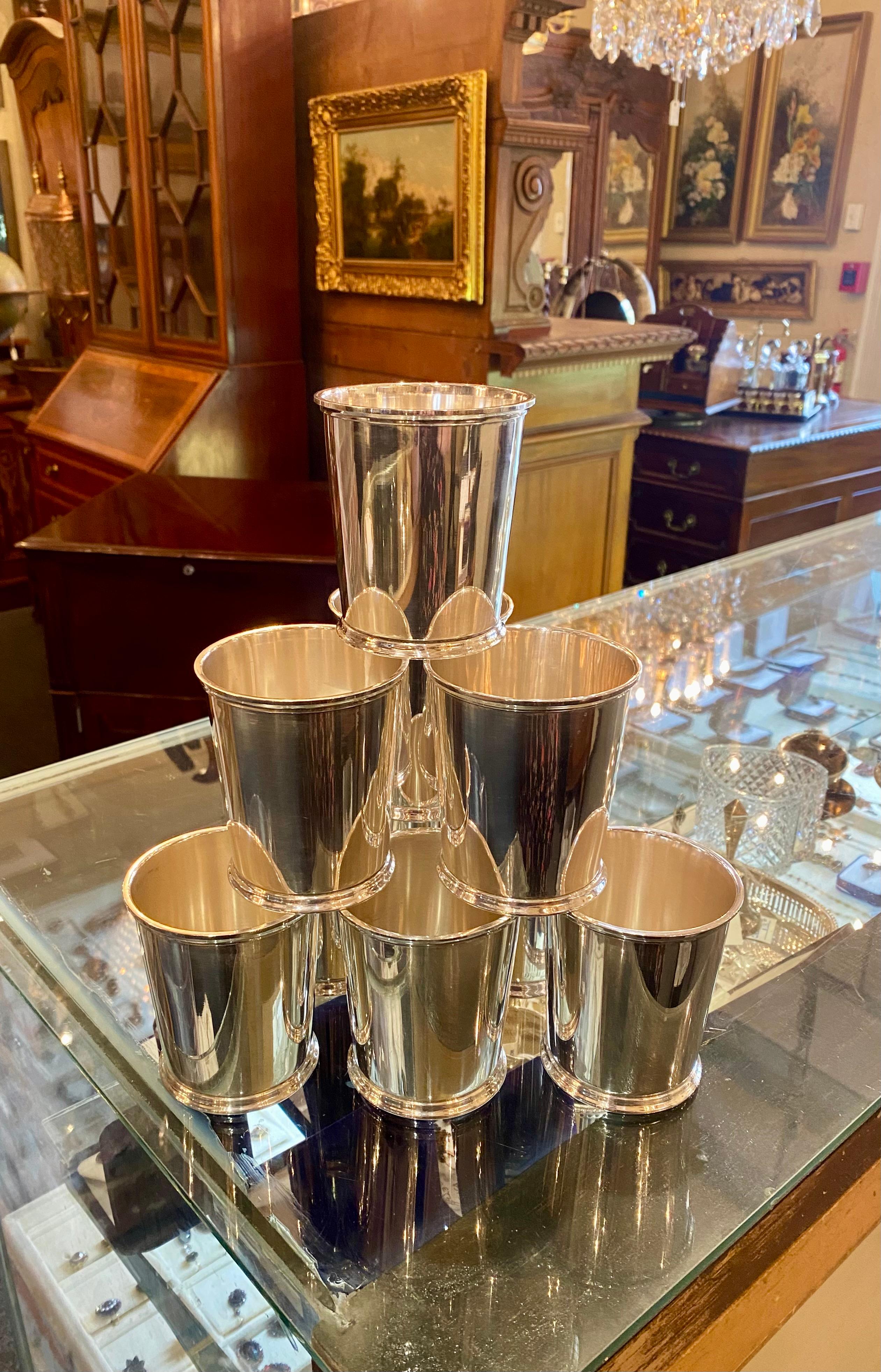 20th Century Set of 10 Antique American Sterling Silver Mint Julep Cups, Circa 1930's-1940's.