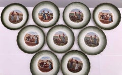 Set of Ten Faïence Transferware Plates With Millet Farming Scenes, Early 1900s