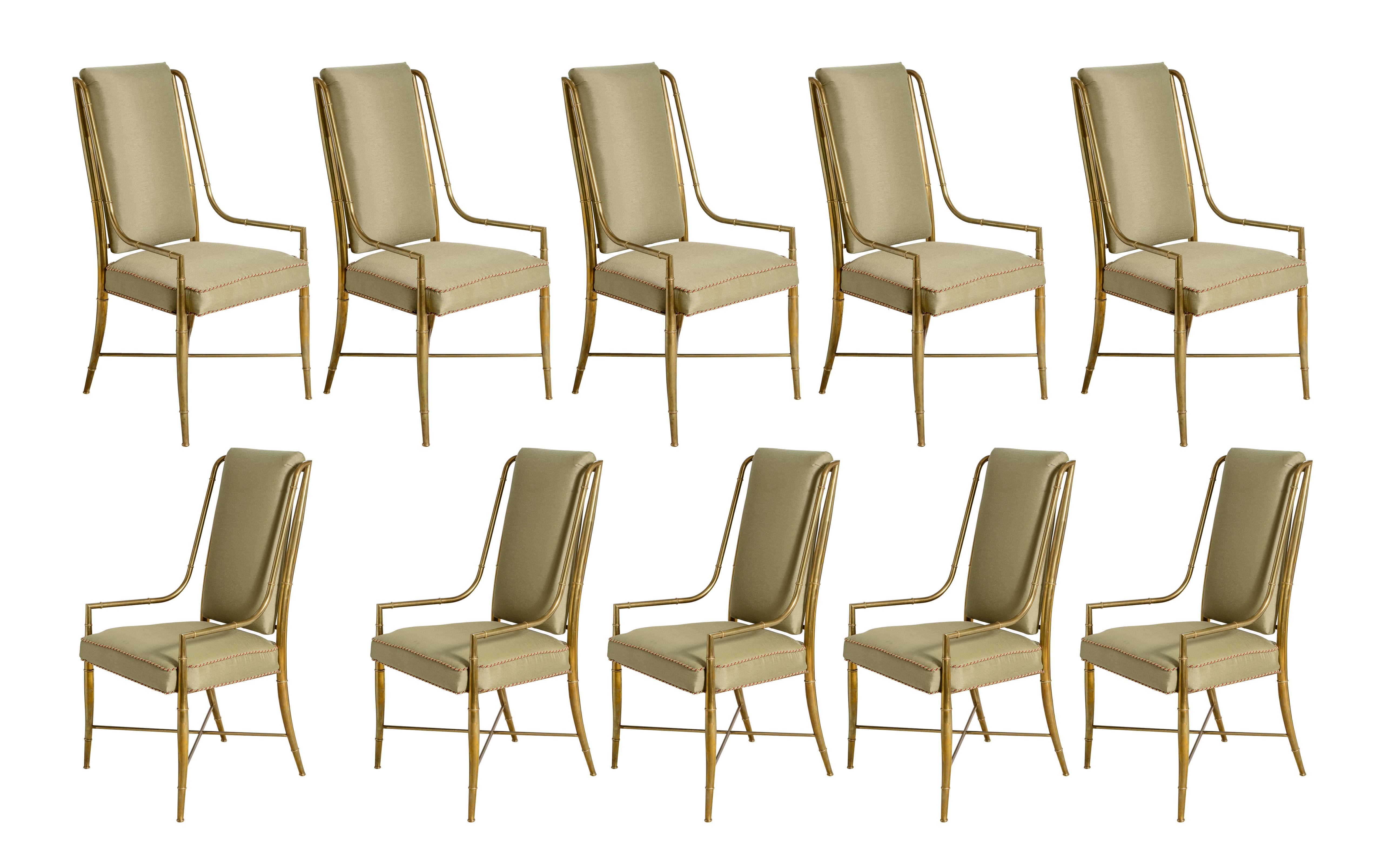 italien Ensemble de 10 chaises impériales en faux bambou par Weiman/Warren Lloyd pour Mastercraft en vente