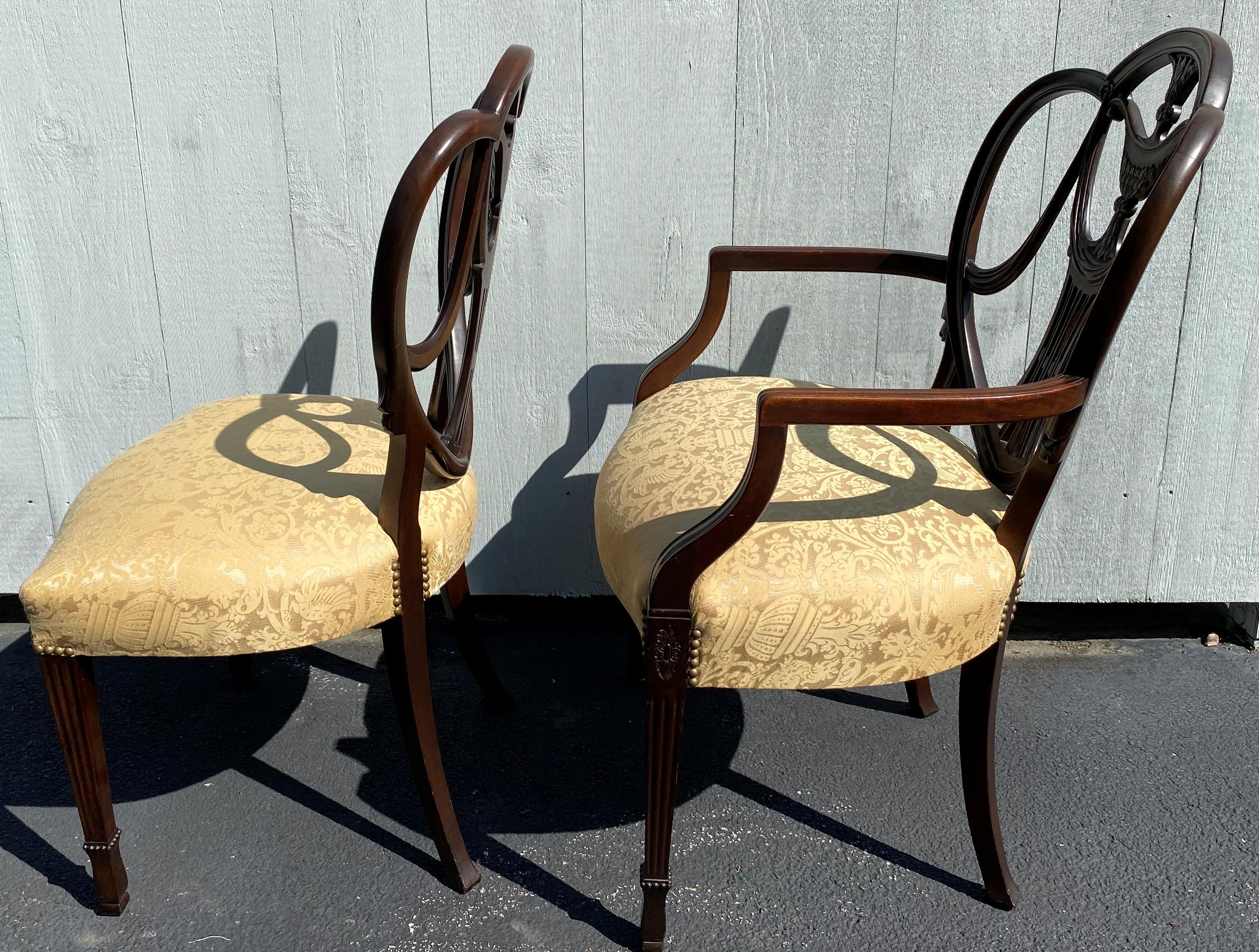 Set of 10 Federal Style Dining Chairs Attributed to Nathan Margolis, Hartford CT In Good Condition For Sale In Milford, NH