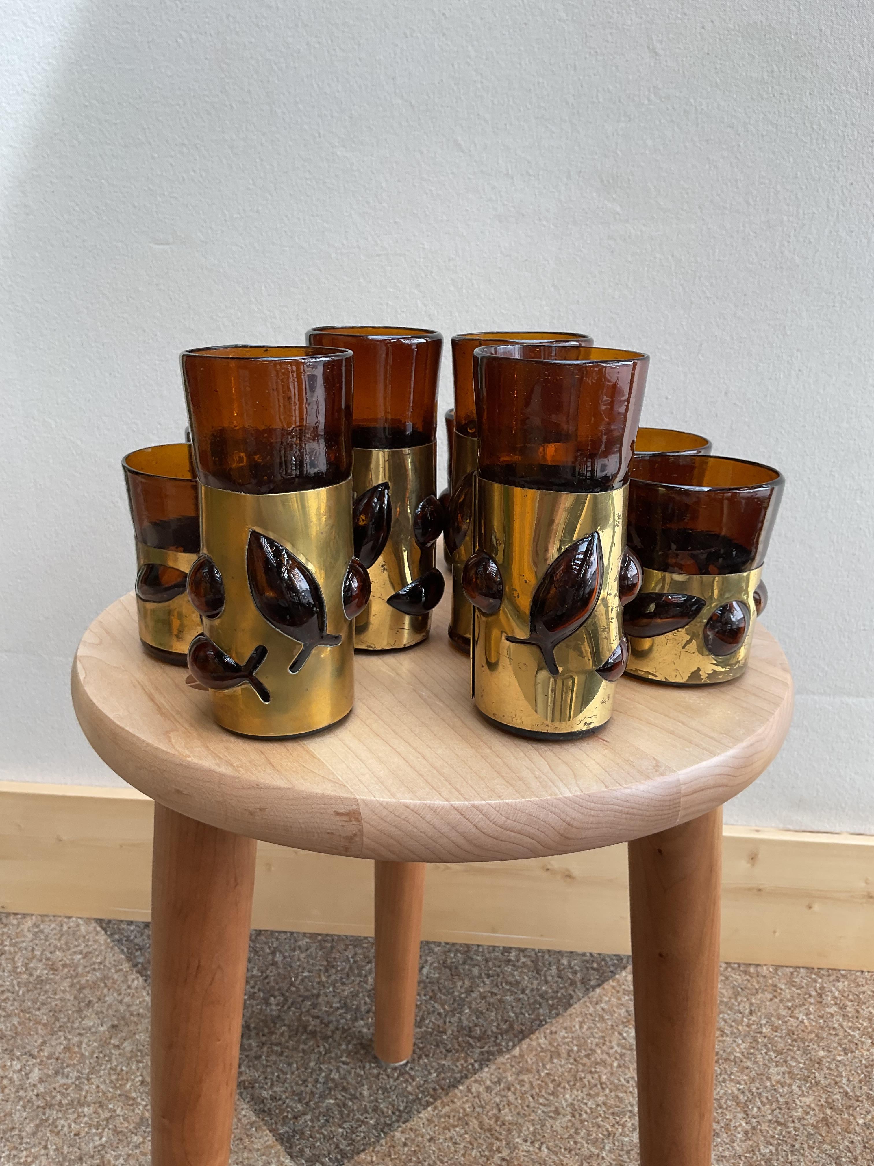 Set of 10 Felipe Derflinger Handcrafted Mid-Century Glasses In Good Condition In Northport, MI