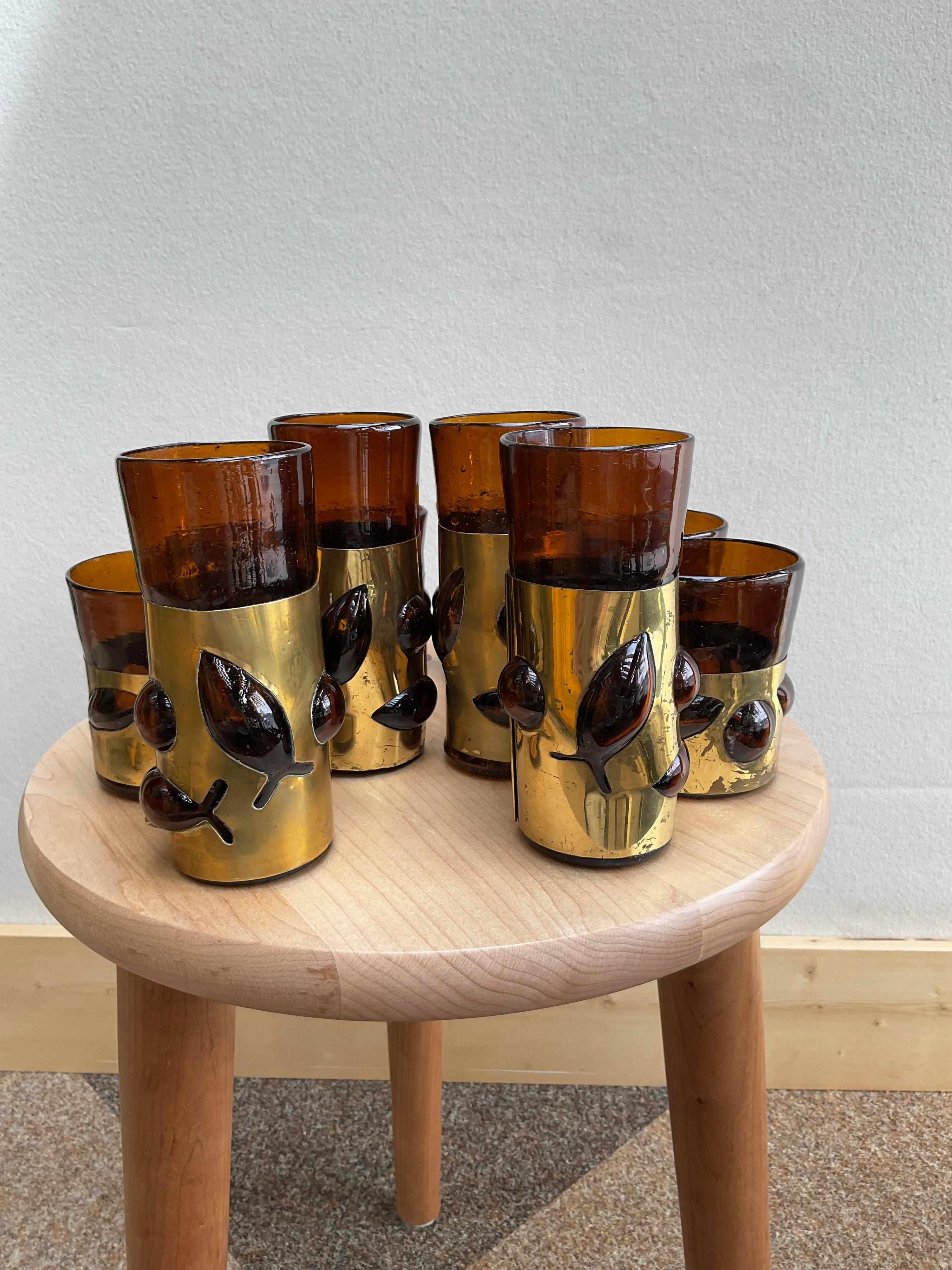 Mid-20th Century Set of 10 Felipe Derflinger Handcrafted Mid-Century Glasses