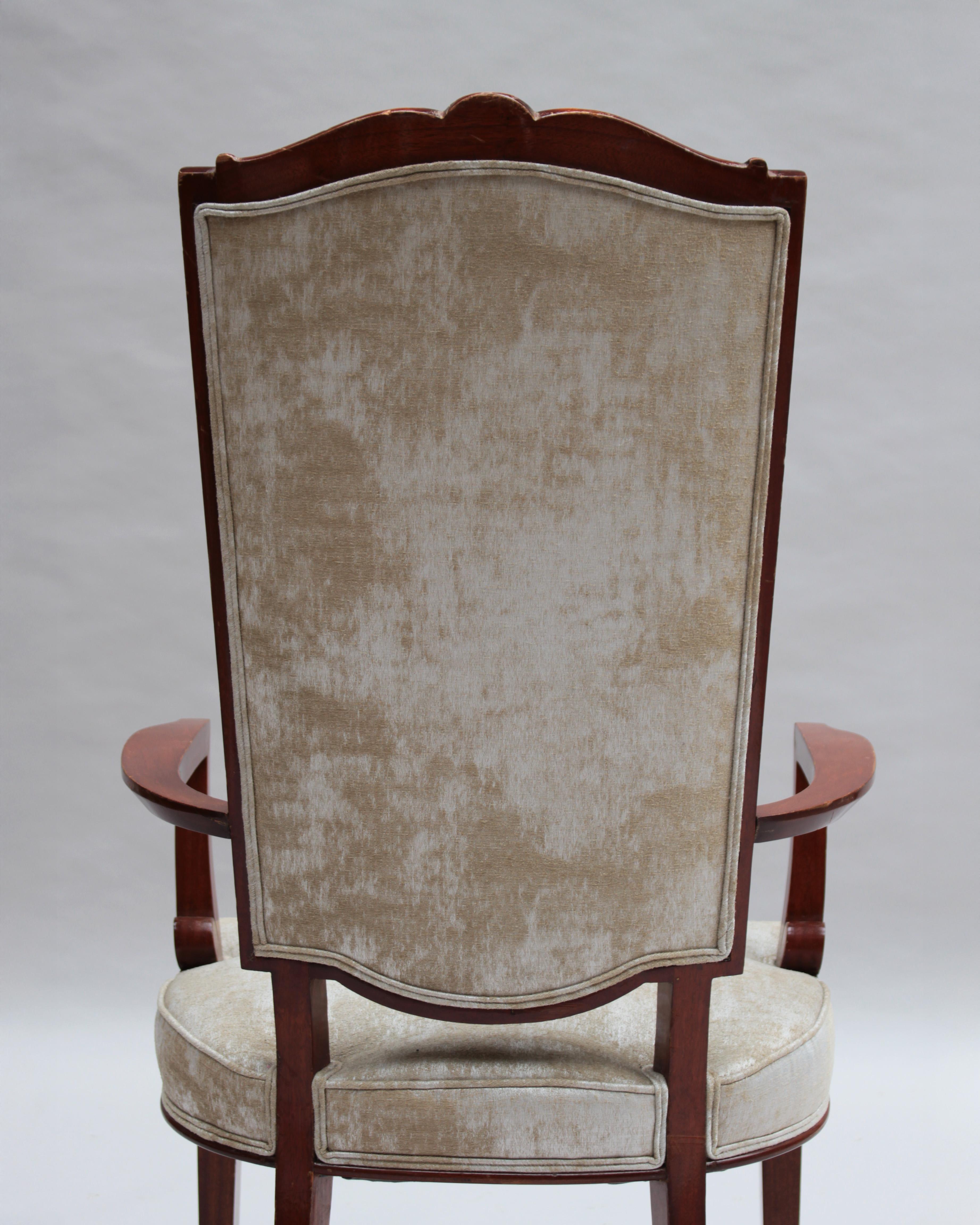 Set of 10 Fine French Art Deco Mahogany Chairs by Jules Leleu (8 Side and 2 Arm) For Sale 7