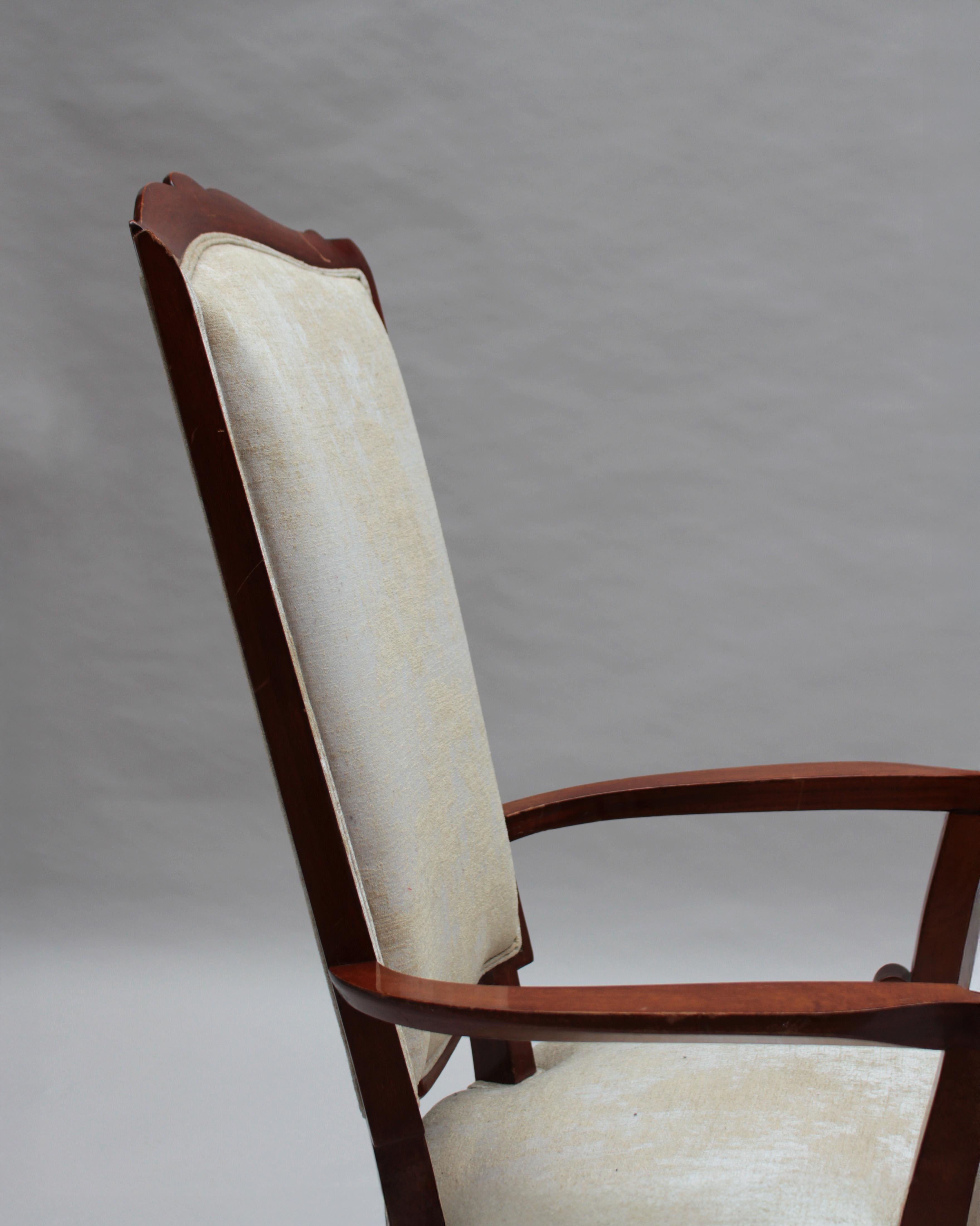 Set of 10 Fine French Art Deco Mahogany Chairs by Jules Leleu (8 Side and 2 Arm) For Sale 9