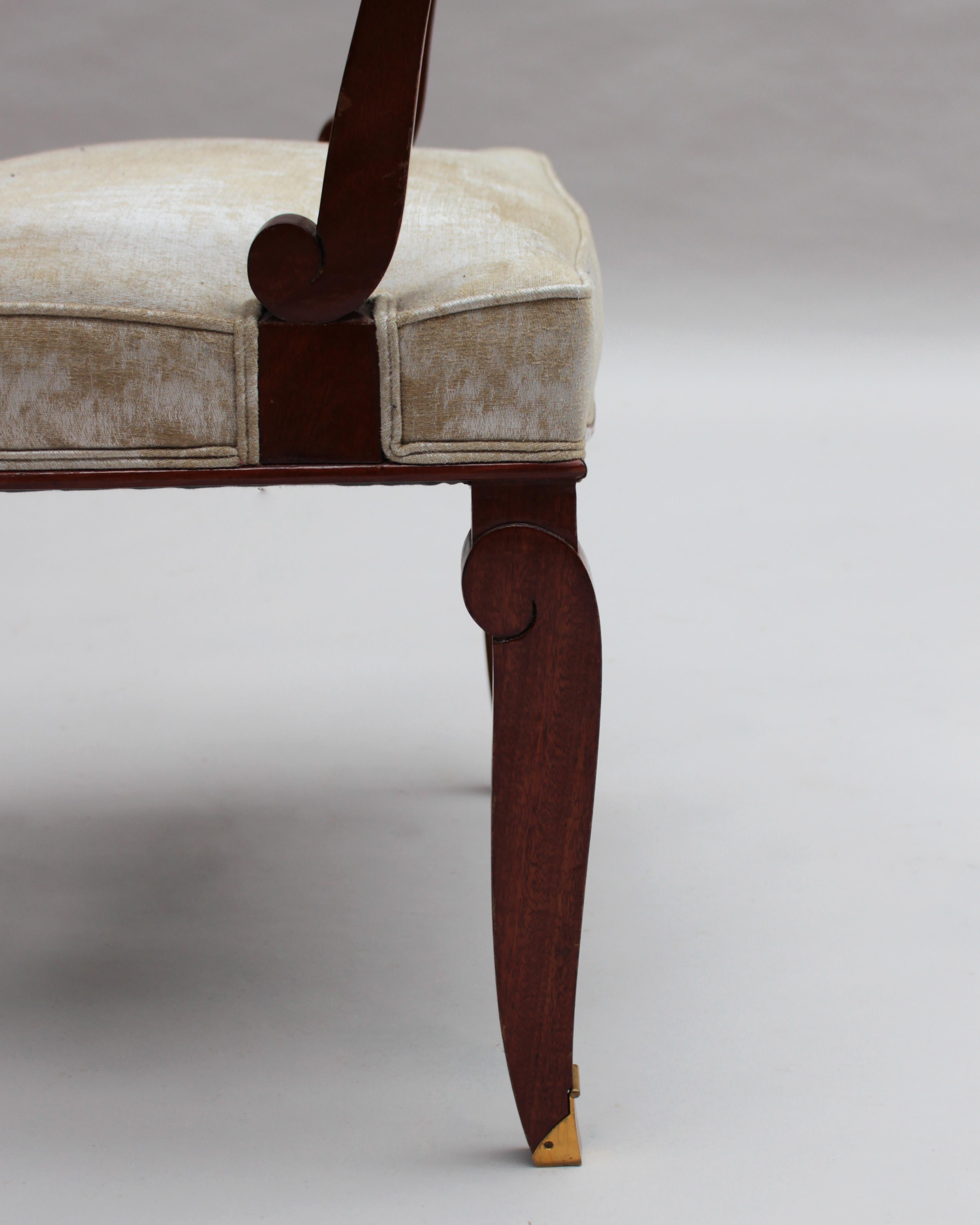 Set of 10 Fine French Art Deco Mahogany Chairs by Jules Leleu (8 Side and 2 Arm) For Sale 11