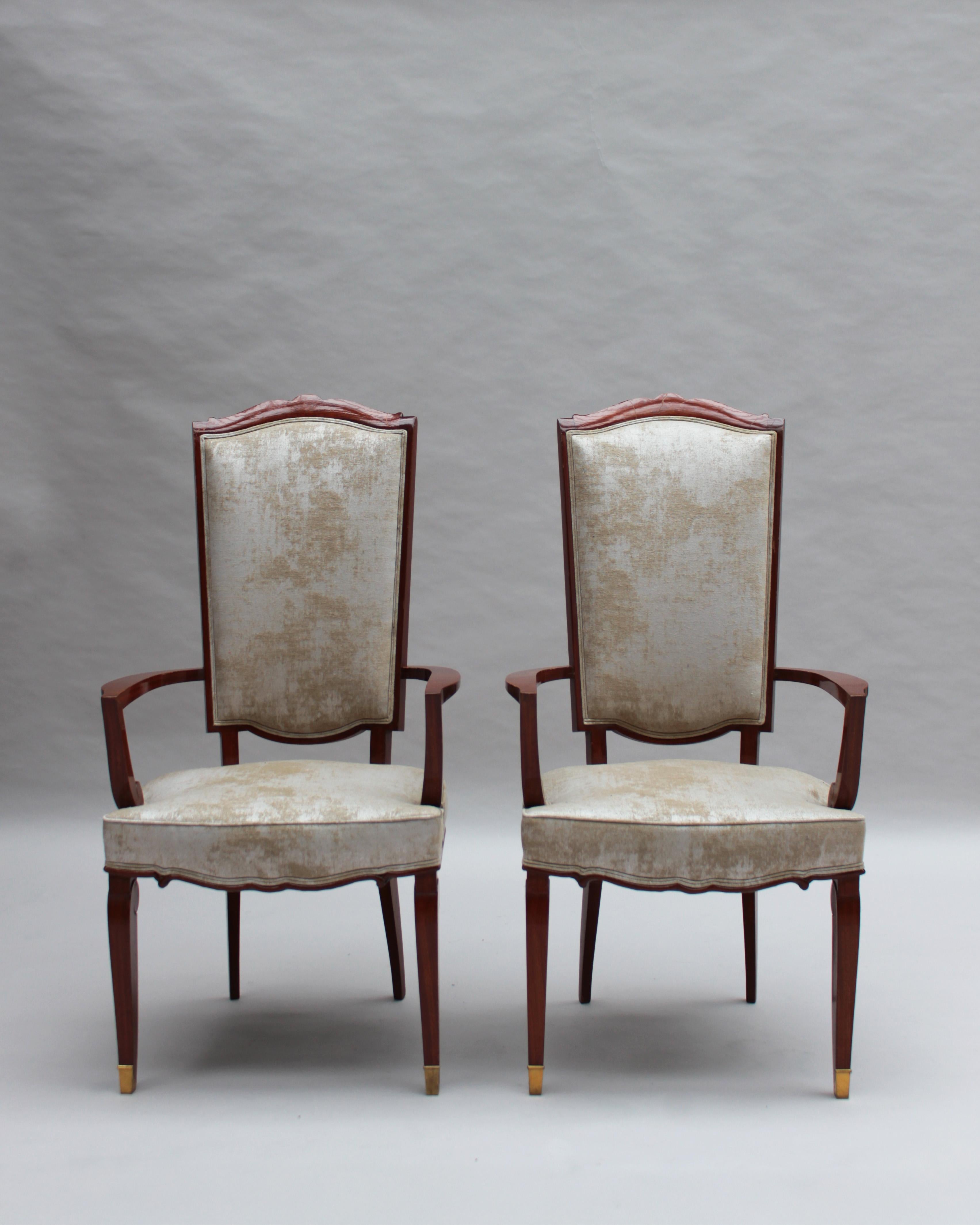 Set of 10 Fine French Art Deco Mahogany Chairs by Jules Leleu (8 Side and 2 Arm) For Sale 1