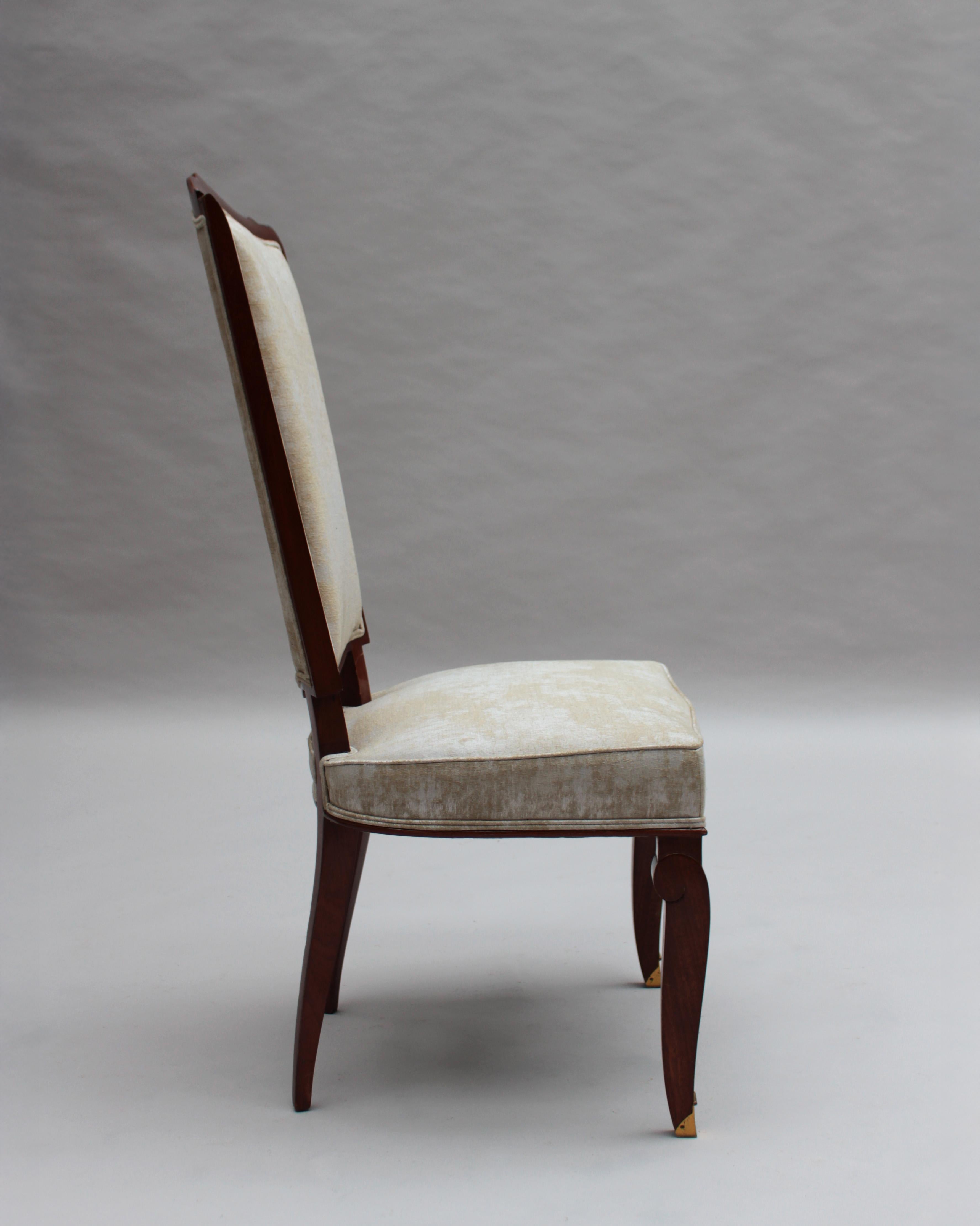 Set of 10 Fine French Art Deco Mahogany Chairs by Jules Leleu (8 Side and 2 Arm) For Sale 4