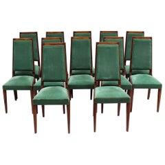 Set of 10 Fine French Art Deco Mahogany Chairs