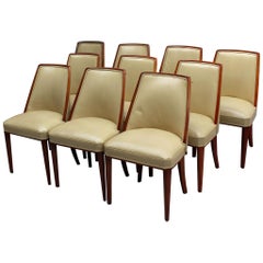 Set of 10 Fine French Art Deco Mahogany Dining Chairs by Albert Guenot